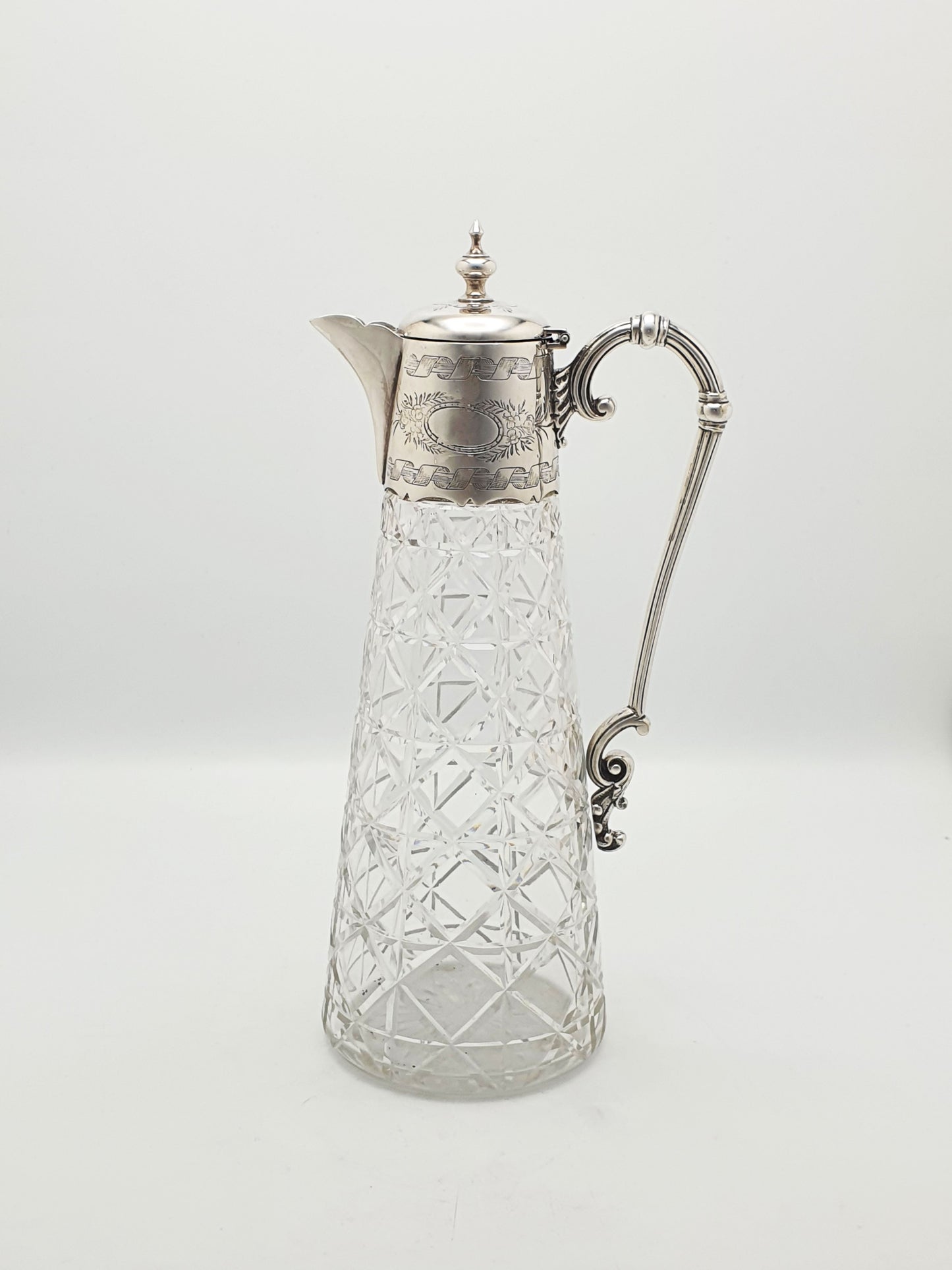 Splendid Antique Victorian Silver-Plate Mounted Cut Glass Claret Jug – circa 1880