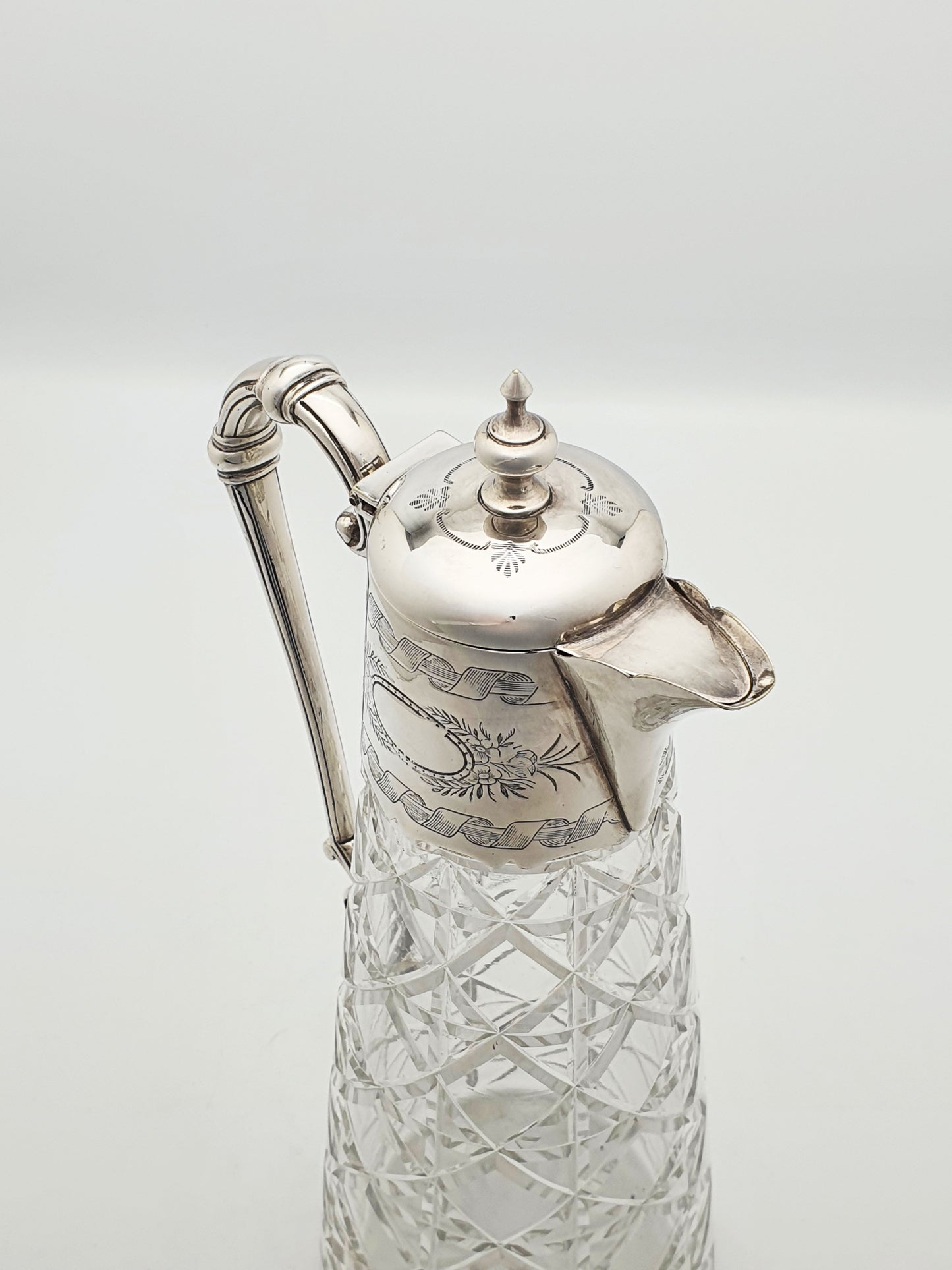 Splendid Antique Victorian Silver-Plate Mounted Cut Glass Claret Jug – circa 1880