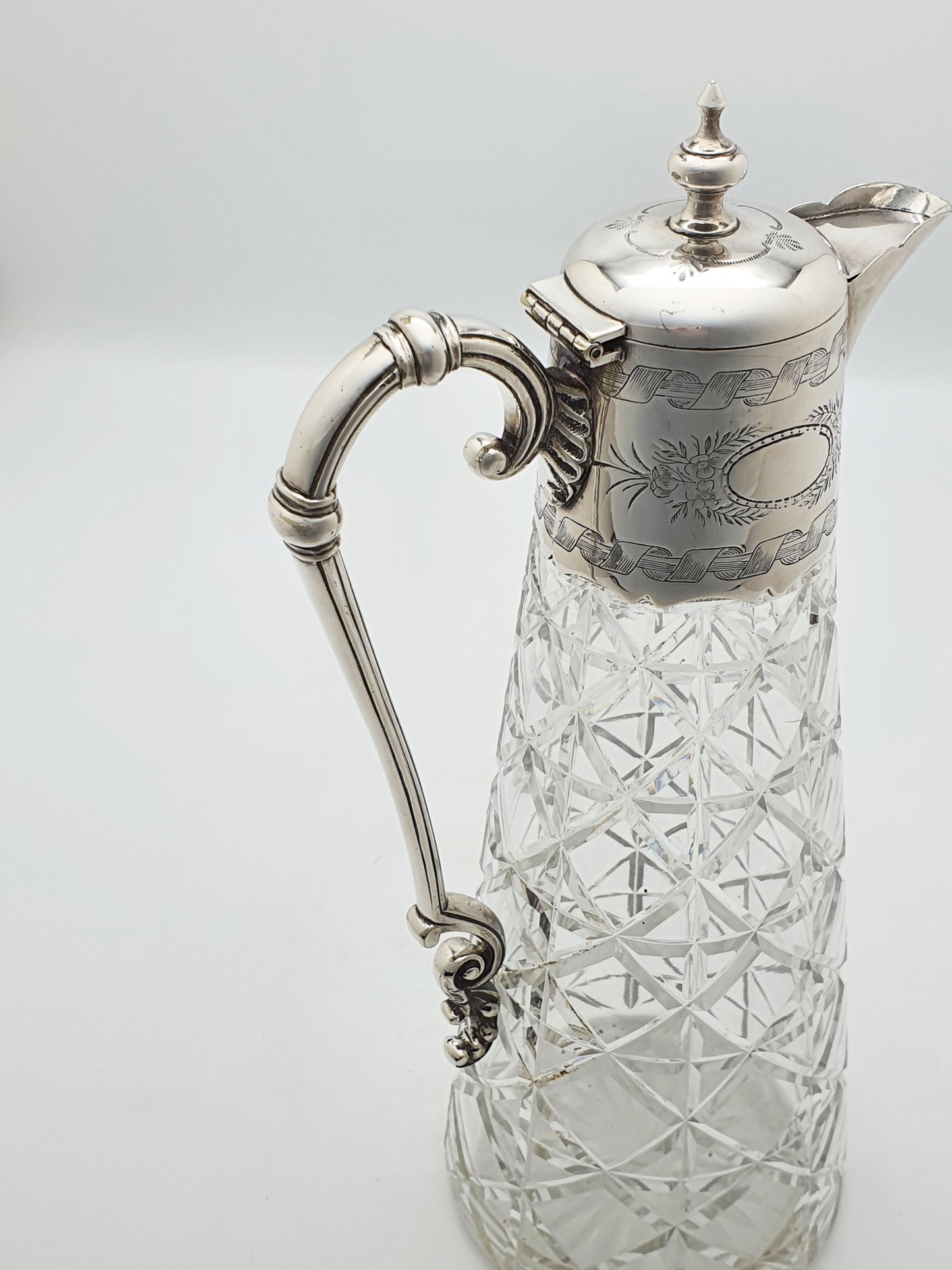 Splendid Antique Victorian Silver-Plate Mounted Cut Glass Claret Jug – circa 1880