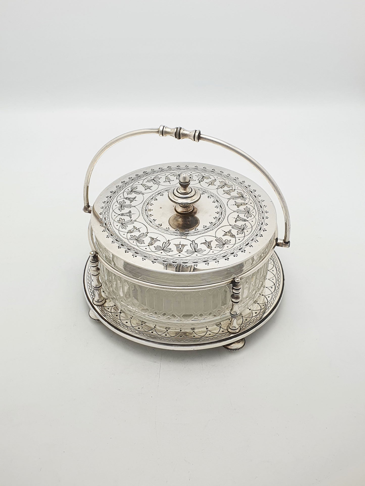 Lovely Antique Victorian Silver Plate & Cut Glass Serving Dish – circa 1880
