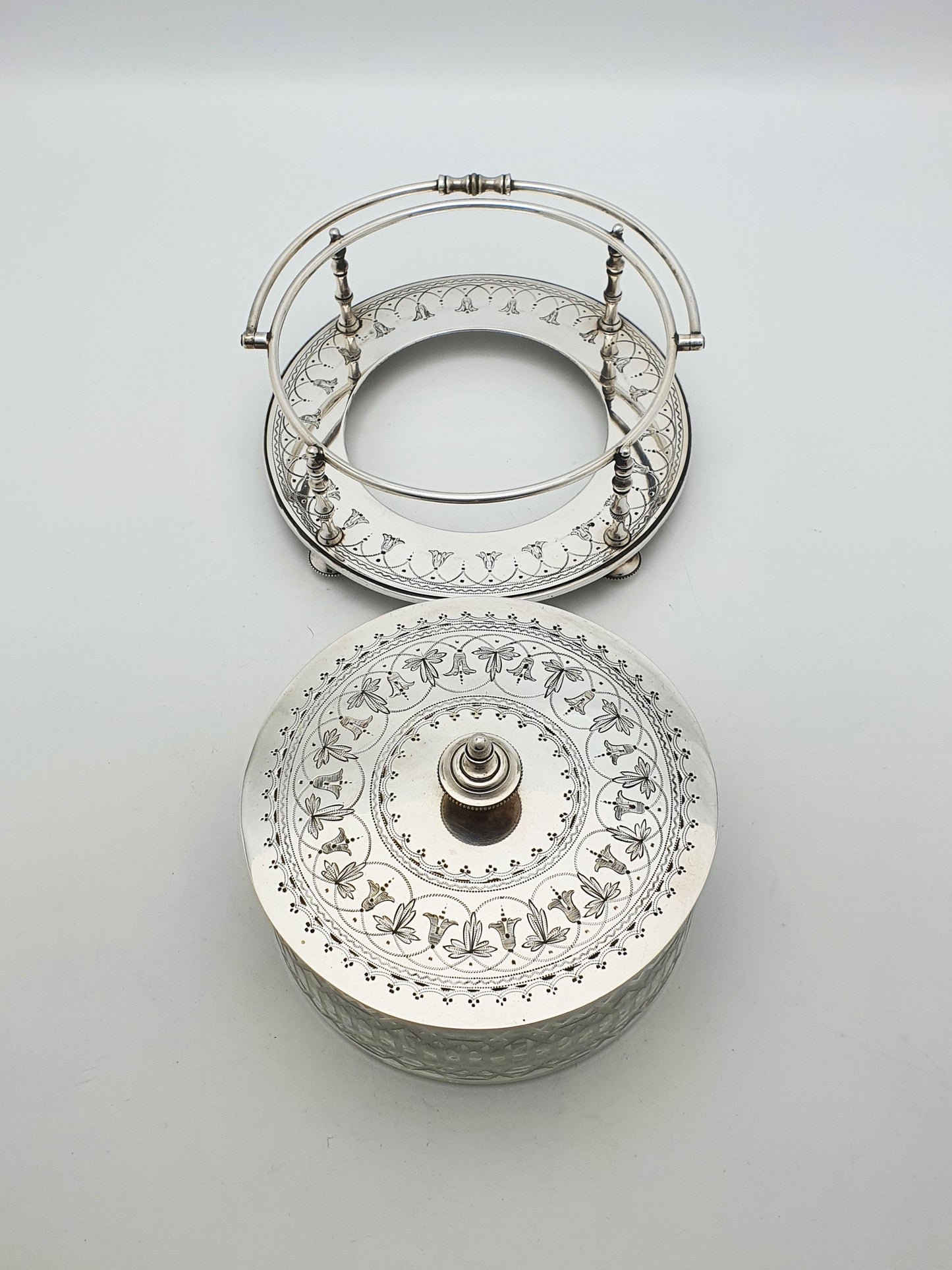 Lovely Antique Victorian Silver Plate & Cut Glass Serving Dish – circa 1880