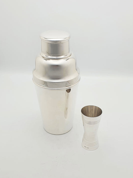 Nice Vintage Silver Plated Cocktail Shaker & Jigger Set – circa 1930
