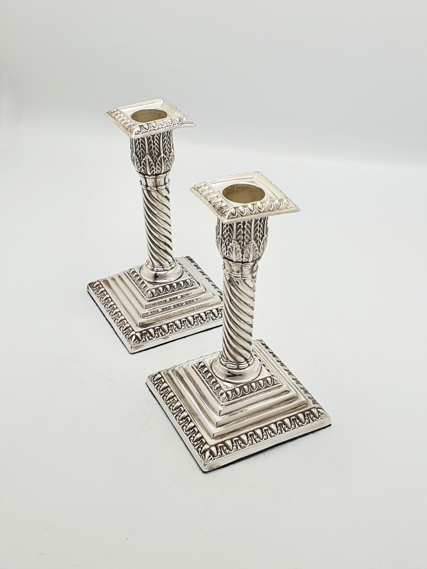 Nice Pair of Antique Edwardian Neoclassical Revival Candlesticks - 1905