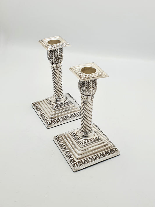 Nice Pair of Antique Edwardian Neoclassical Revival Candlesticks - 1905