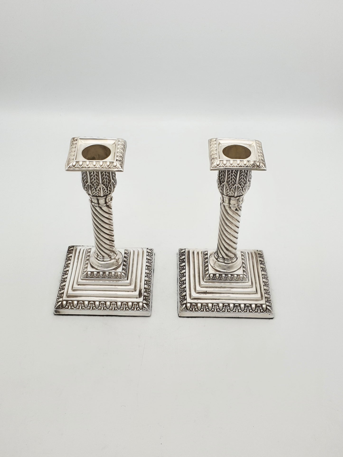 Nice Pair of Antique Edwardian Neoclassical Revival Candlesticks - 1905