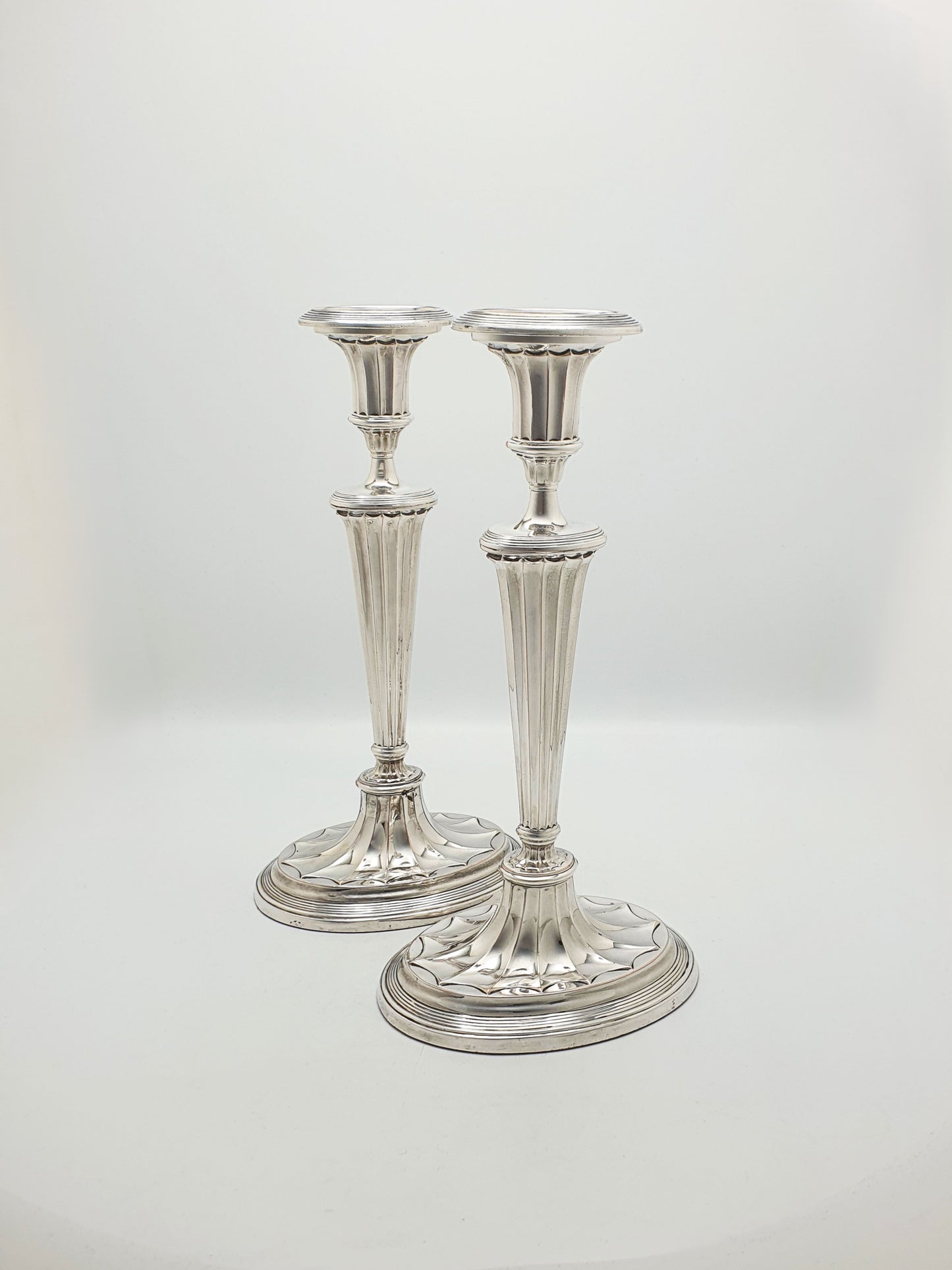 Nice Pair of Antique Edwardian Fluted Column Candlesticks – circa 1905