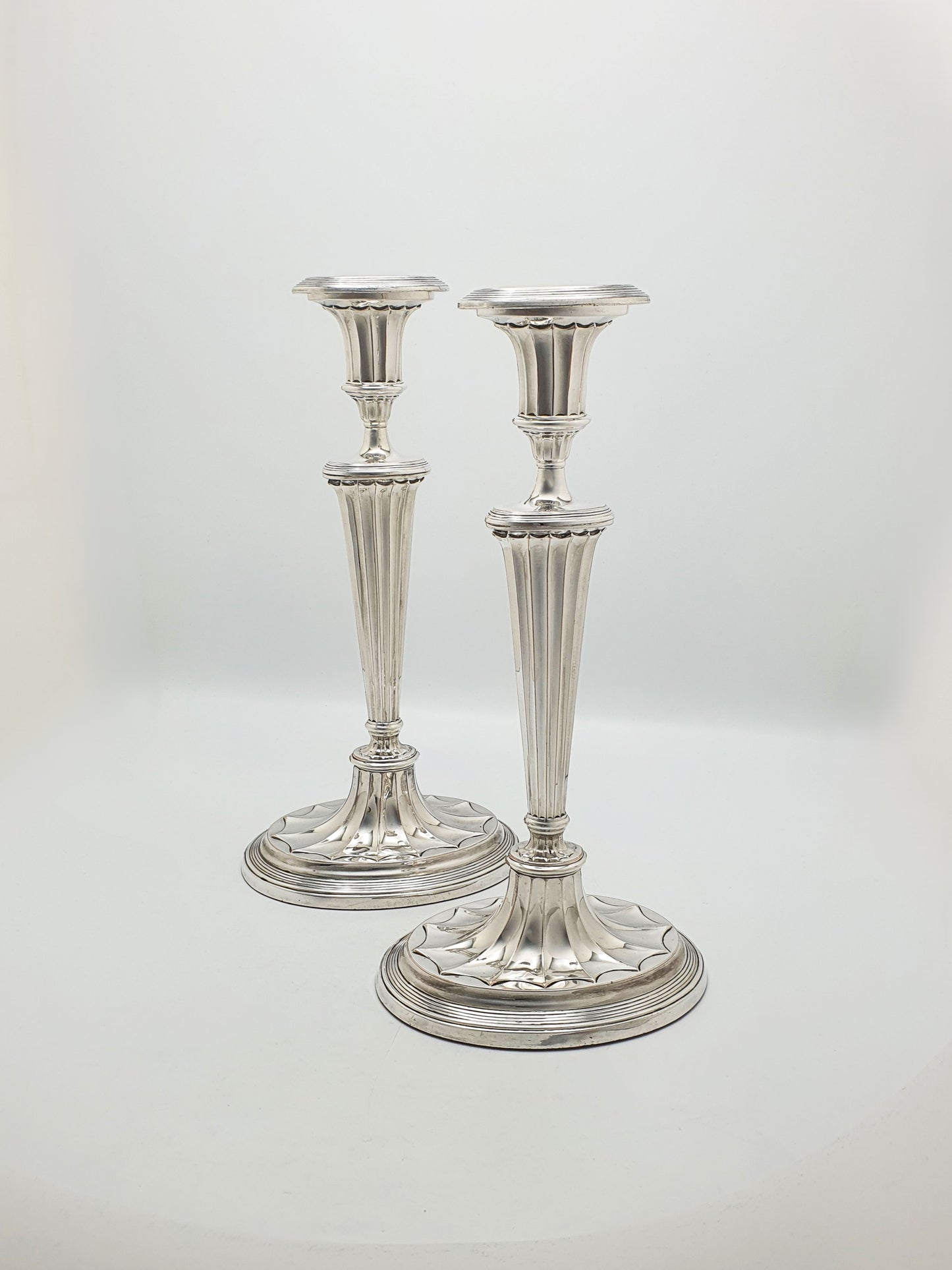 Nice Pair of Antique Edwardian Fluted Column Candlesticks – circa 1905