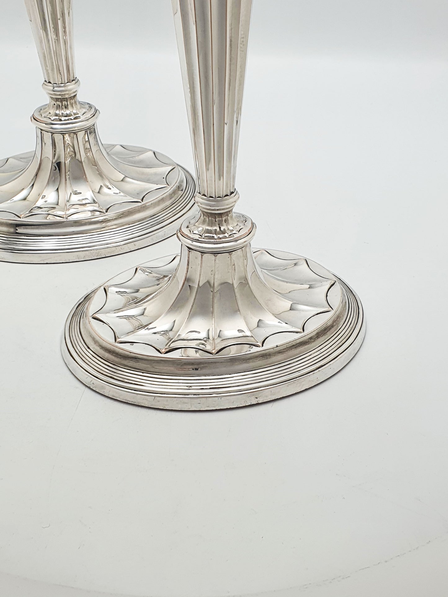 Nice Pair of Antique Edwardian Fluted Column Candlesticks – circa 1905
