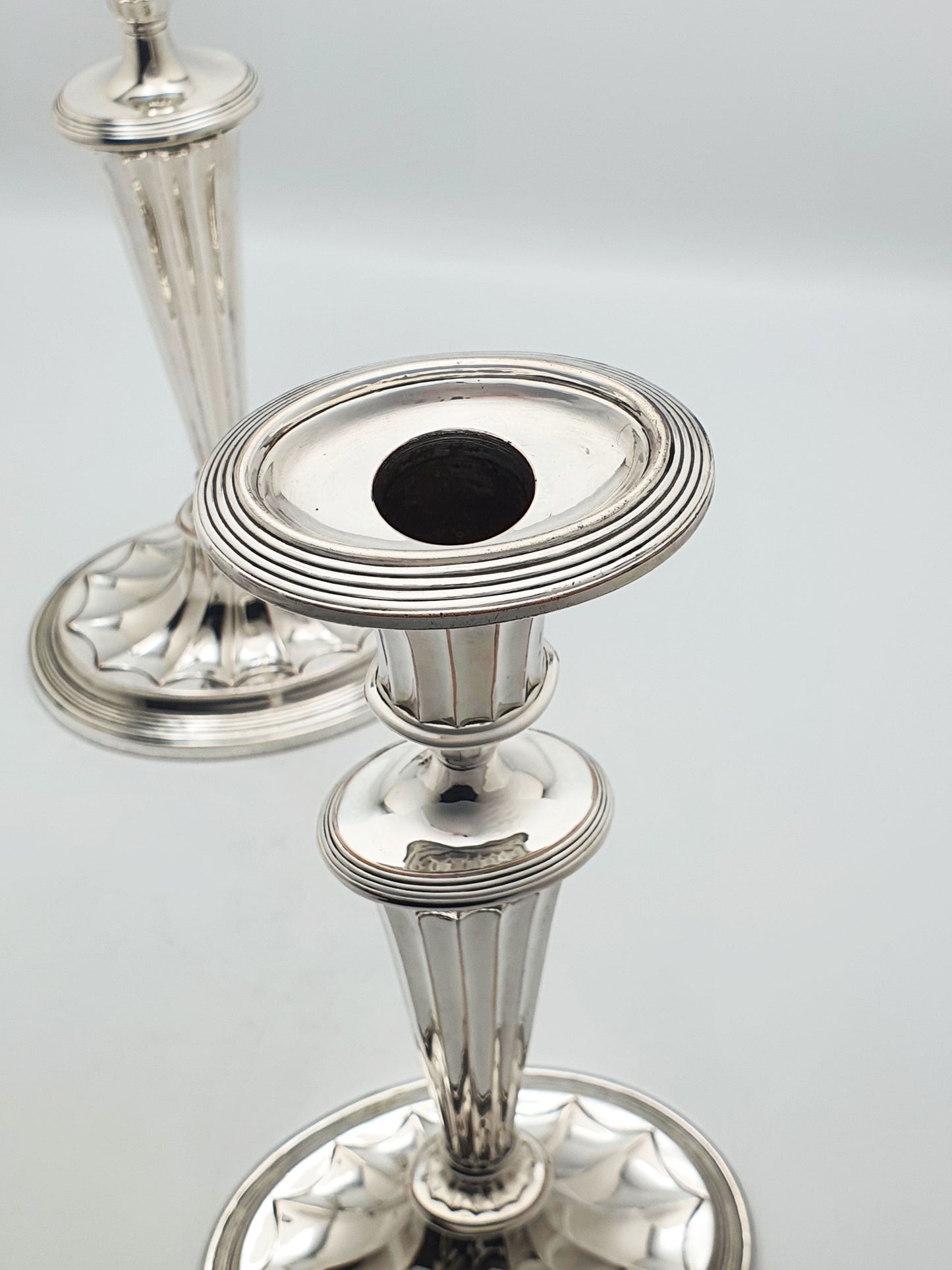 Nice Pair of Antique Edwardian Fluted Column Candlesticks – circa 1905