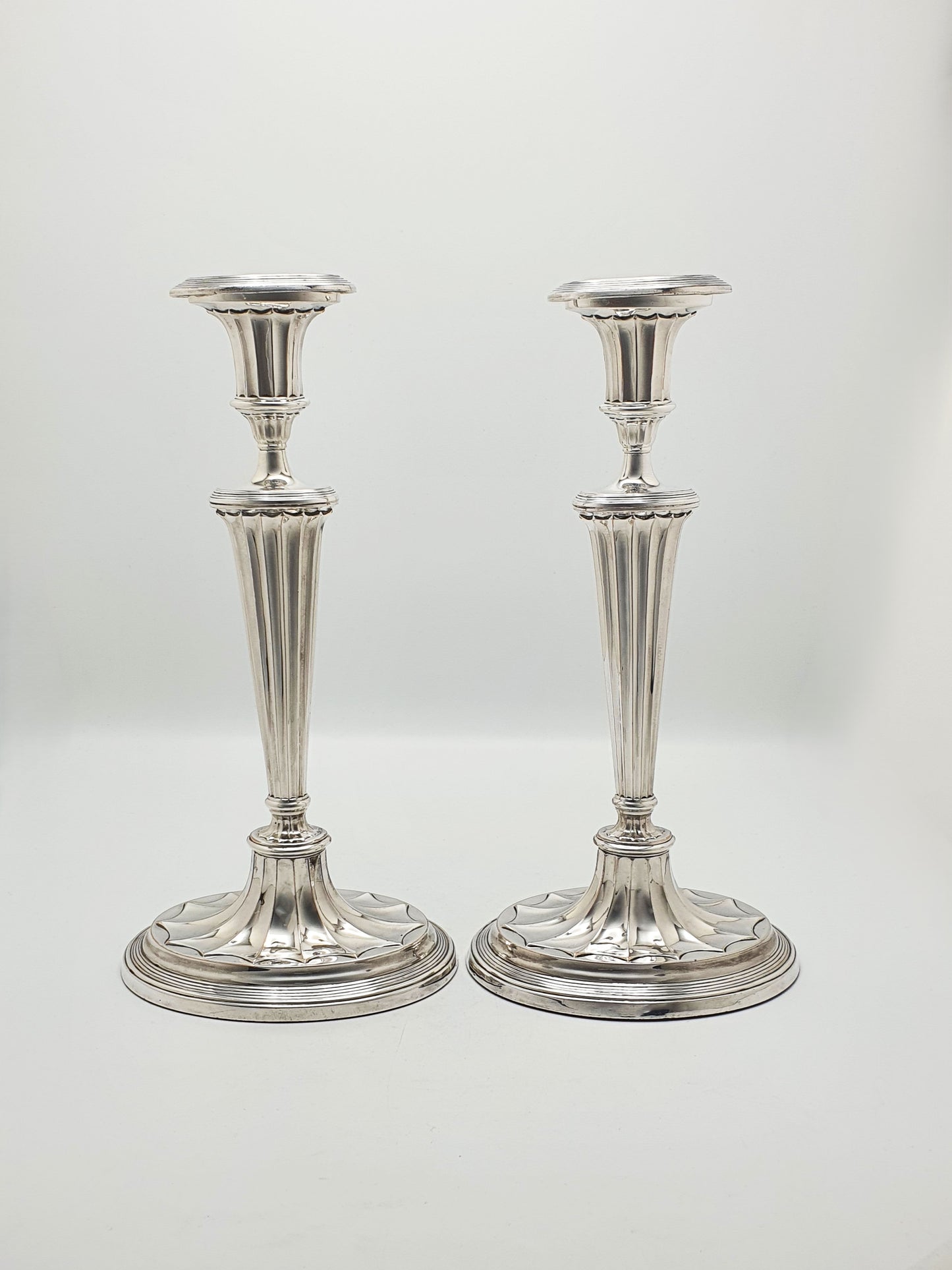 Nice Pair of Antique Edwardian Fluted Column Candlesticks – circa 1905