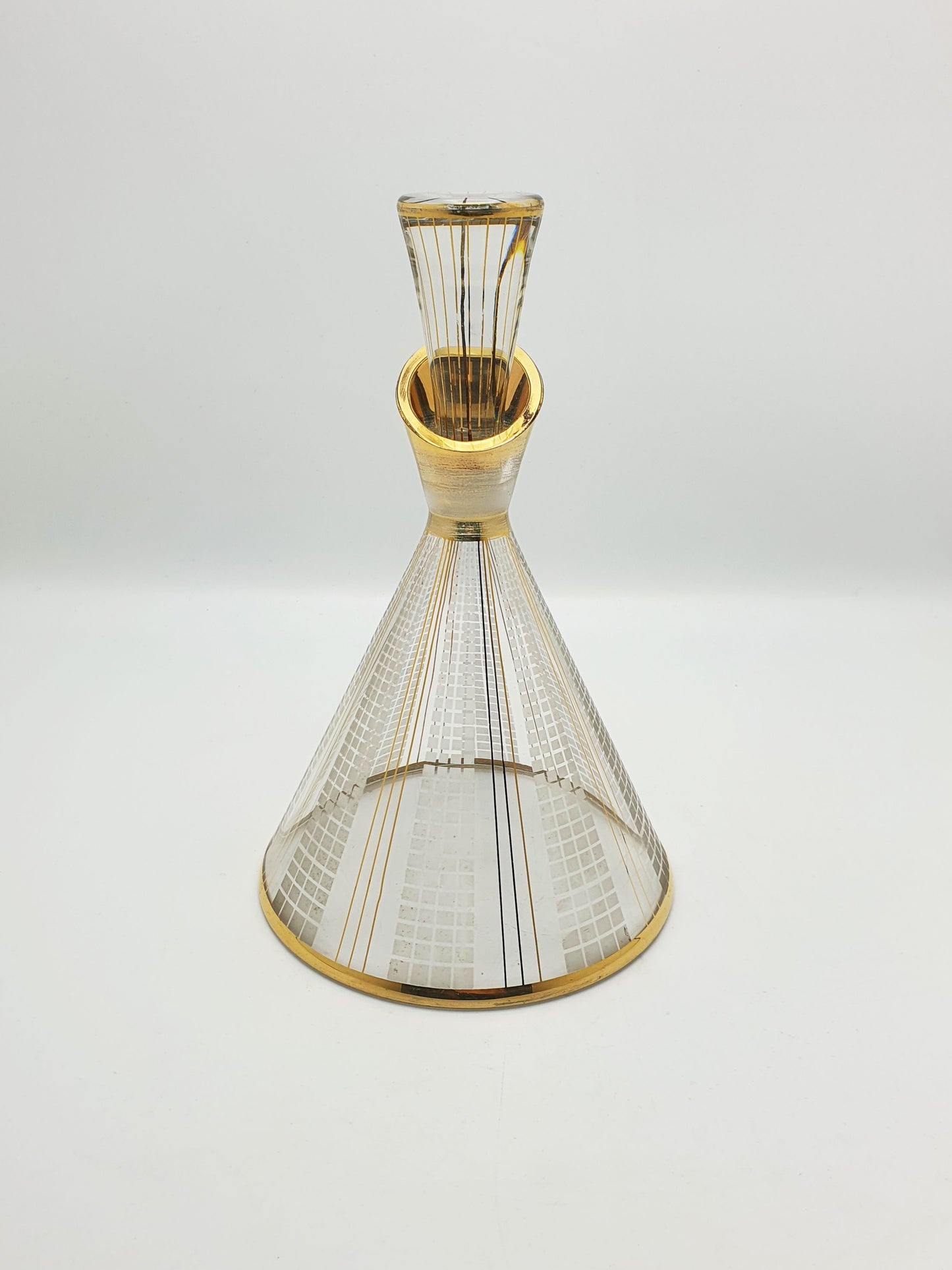 Mid-Century Modern Art Glass Decanter with Gold Detailing – circa 1960