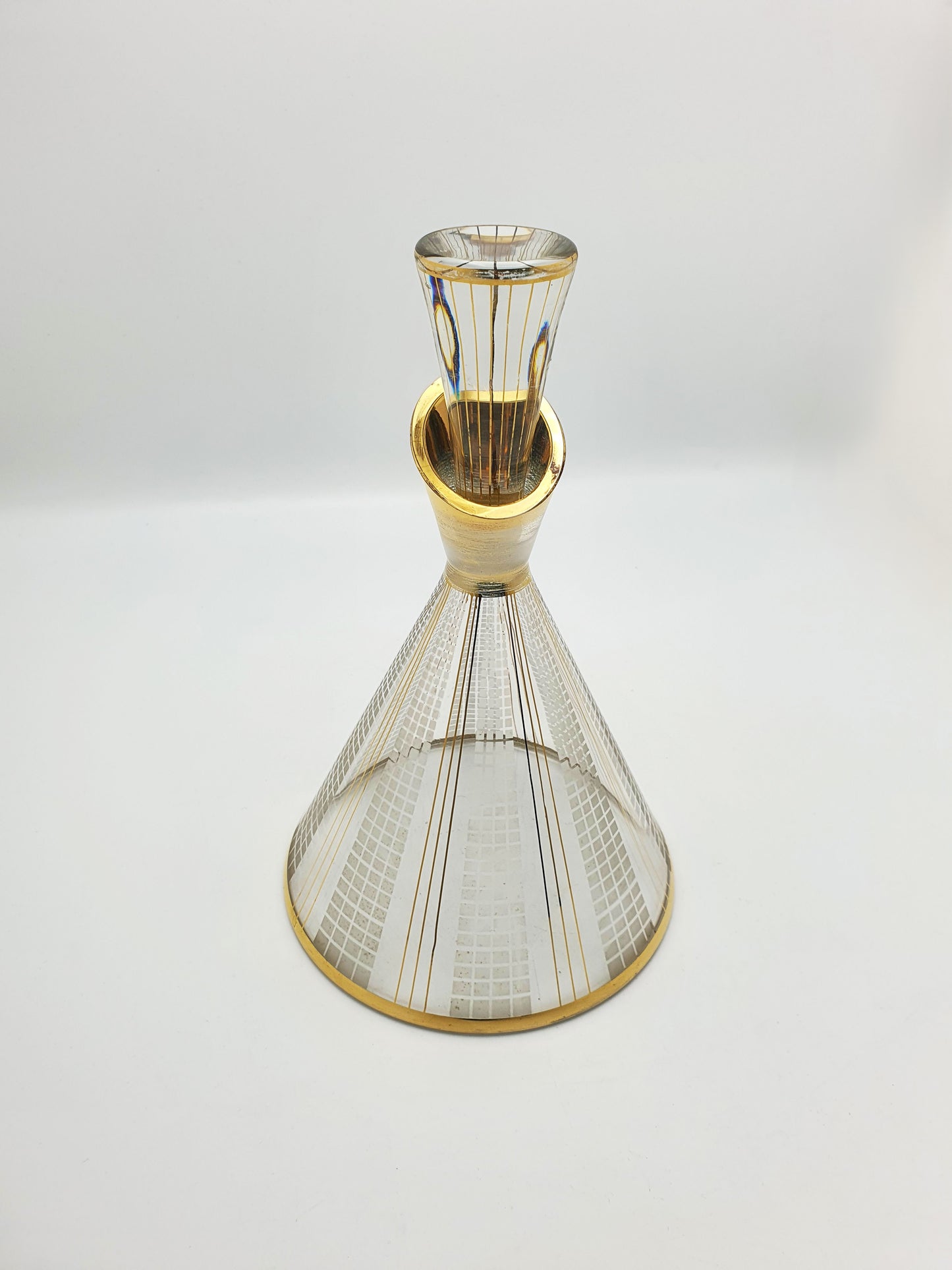 Mid-Century Modern Art Glass Decanter with Gold Detailing – circa 1960