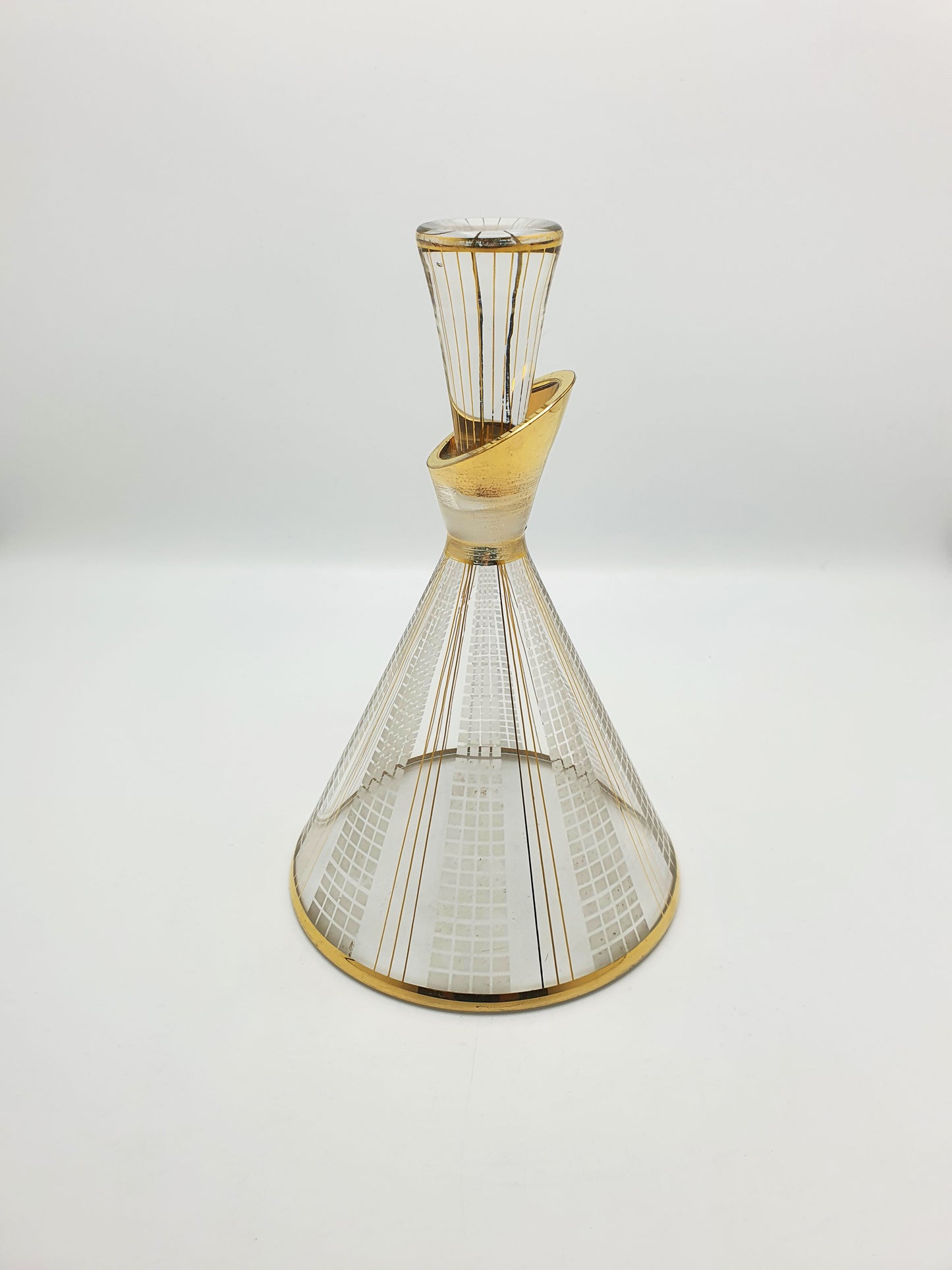 Mid-Century Modern Art Glass Decanter with Gold Detailing – circa 1960