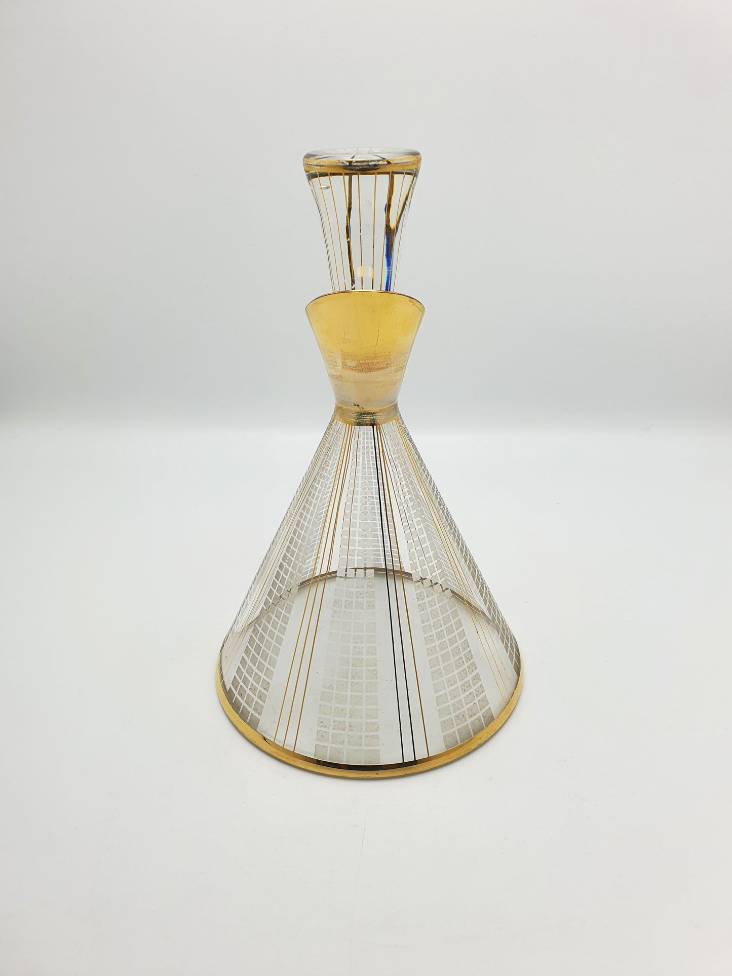 Mid-Century Modern Art Glass Decanter with Gold Detailing – circa 1960
