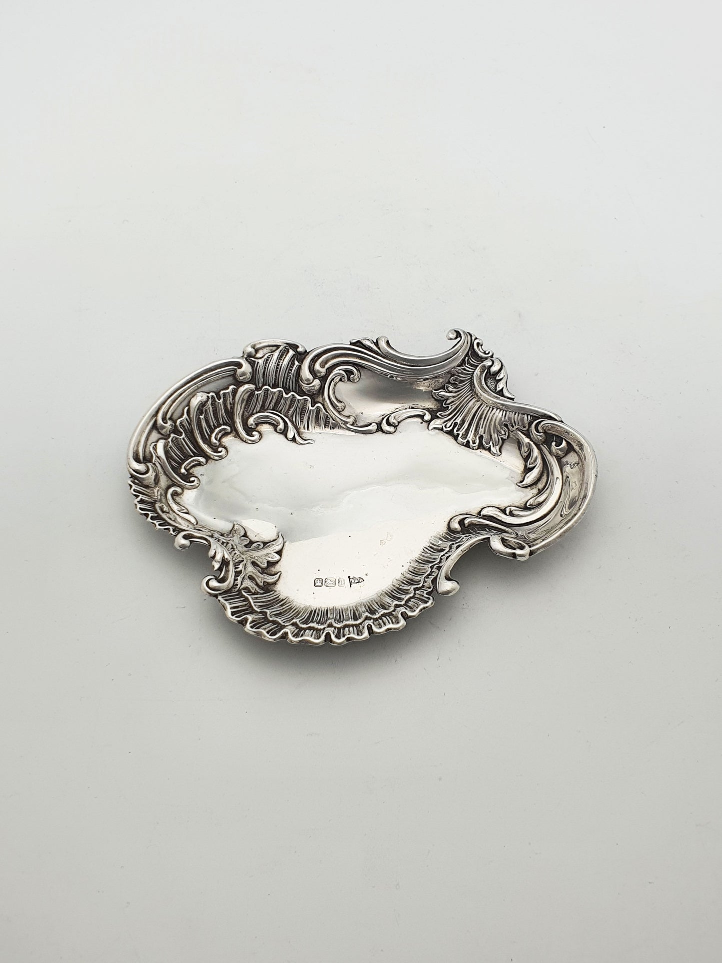 Lovely Antique Victorian English Sterling Silver Rococo Dish by Walker & Hall - 1899