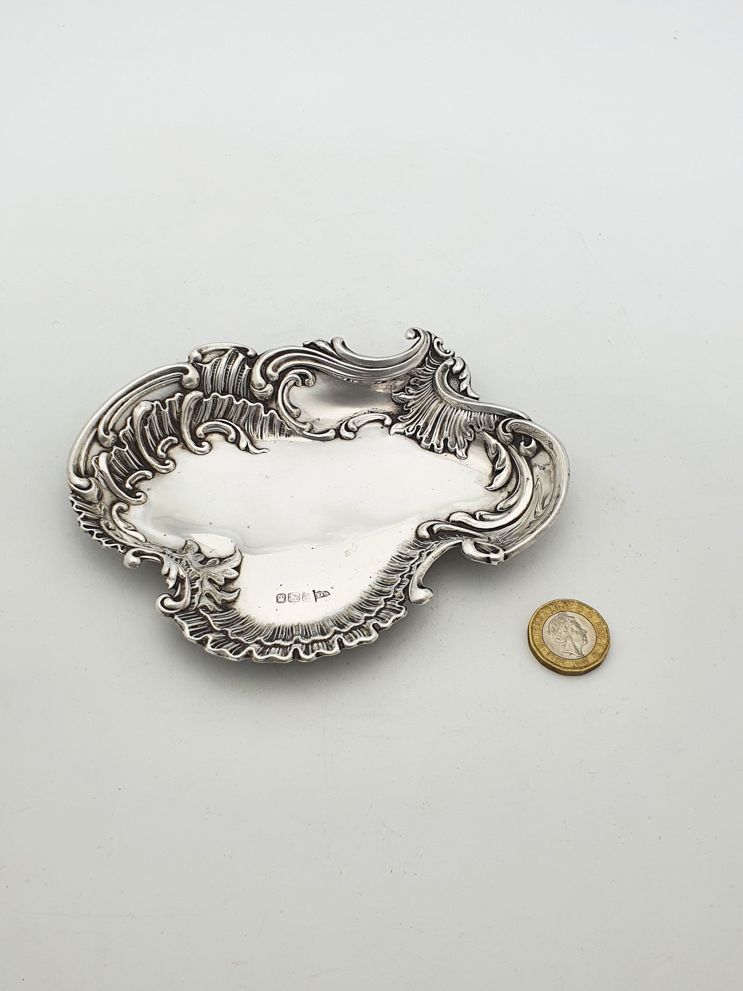 Lovely Antique Victorian English Sterling Silver Rococo Dish by Walker & Hall - 1899