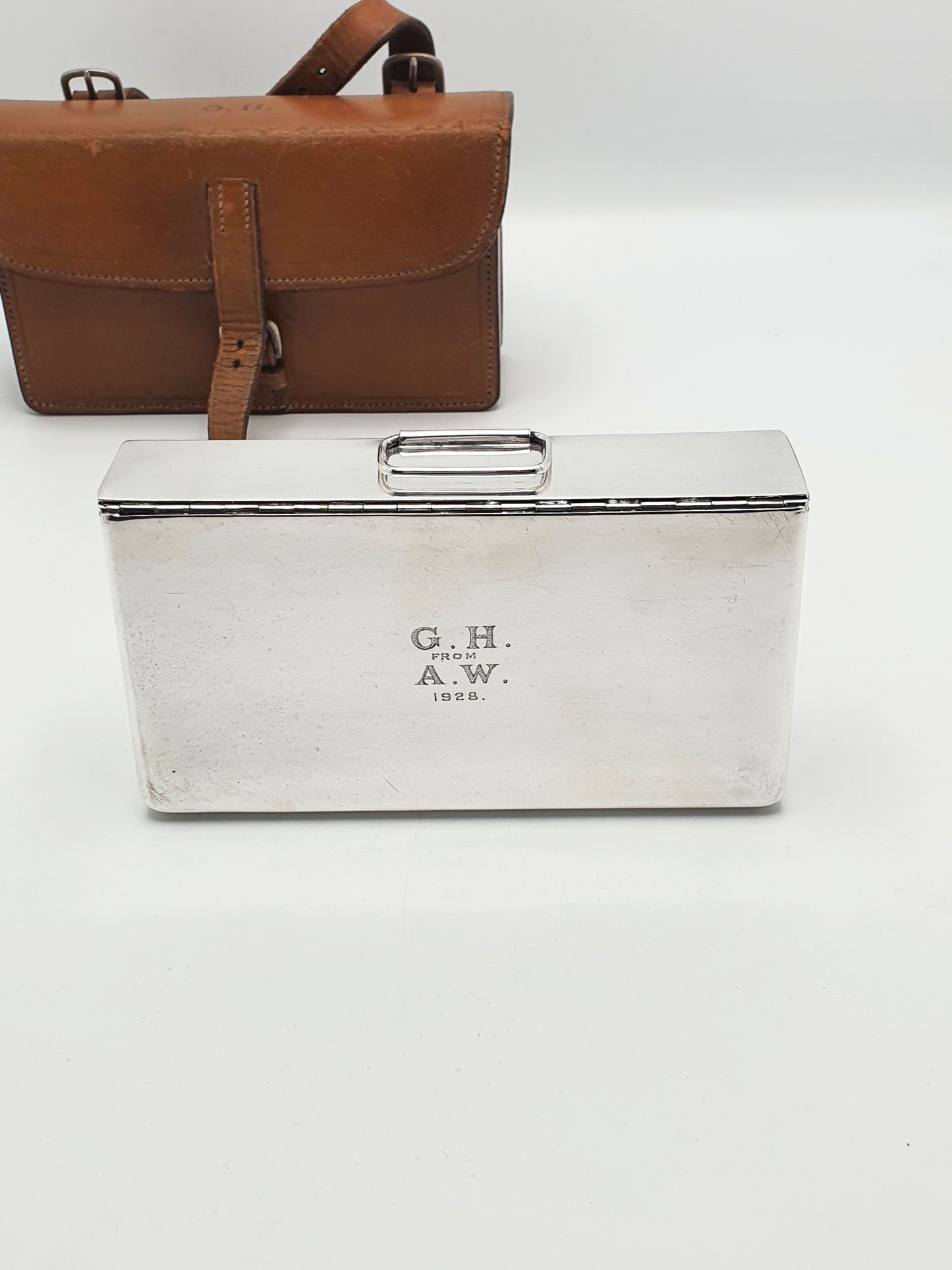 Handsome Antique Leather Cased Sandwich Box - circa 1920