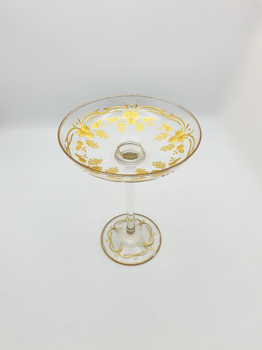 Gorgeous Antique Gilded Glass Tazza with Grapevine Decoration – circa 1900