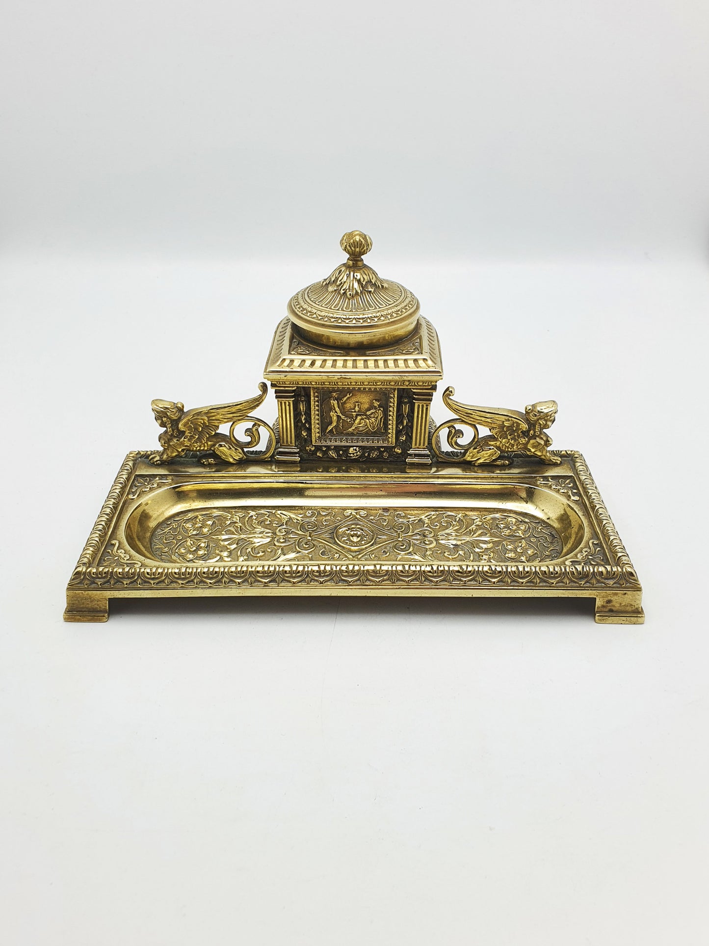 Fabulous Grand Tour Neoclassical Brass Inkstand – circa 1880