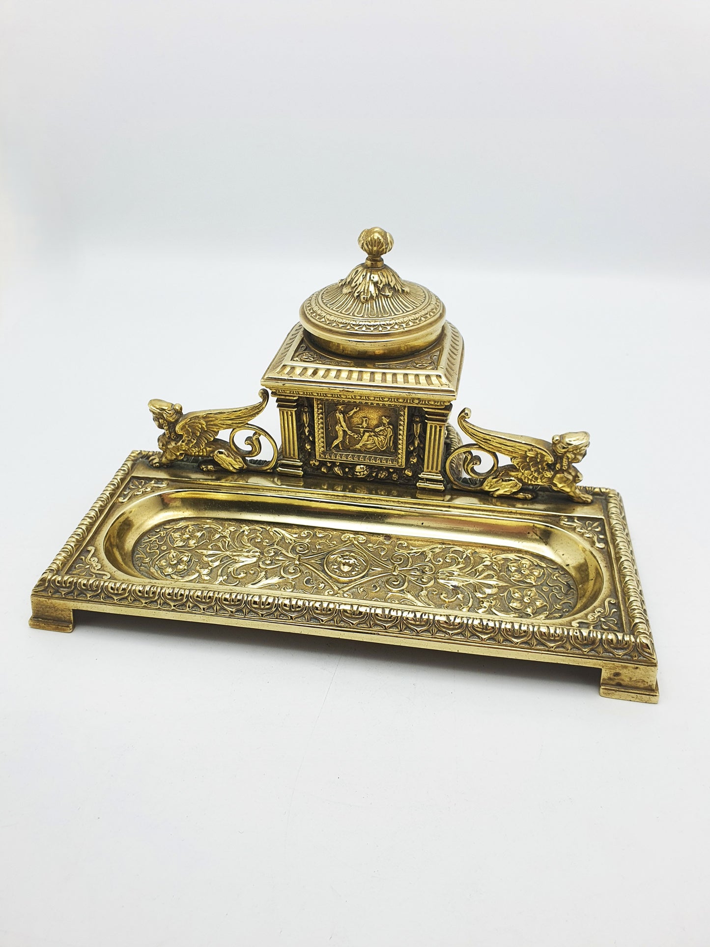 Fabulous Grand Tour Neoclassical Brass Inkstand – circa 1880