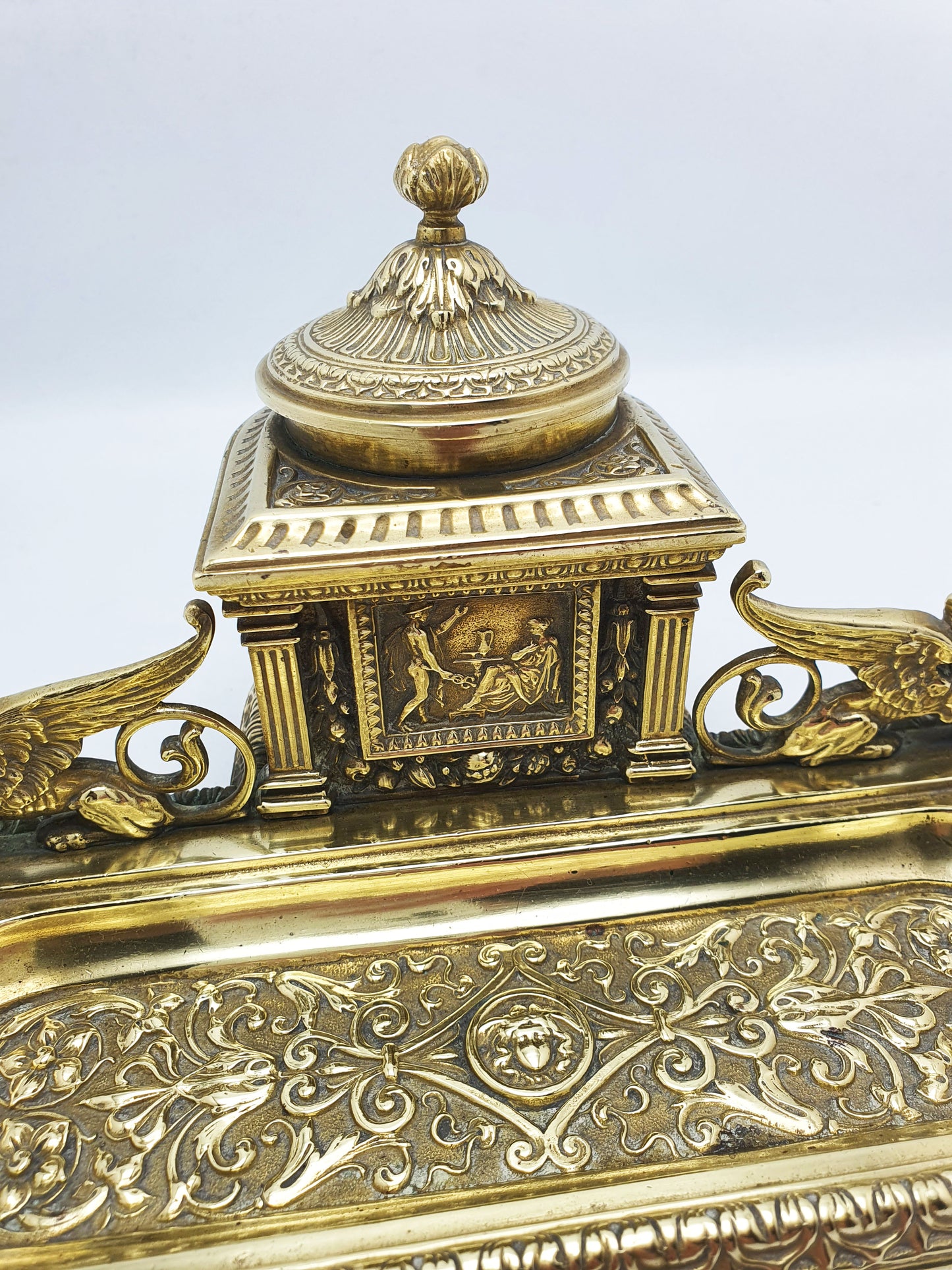 Fabulous Grand Tour Neoclassical Brass Inkstand – circa 1880
