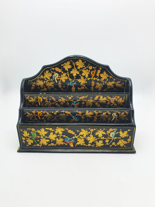 Lovely Hand-Painted Kashmiri Wooden Letter Rack – circa 1930