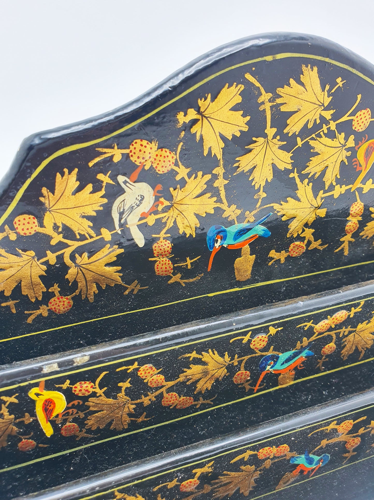 Lovely Hand-Painted Kashmiri Wooden Letter Rack – circa 1930