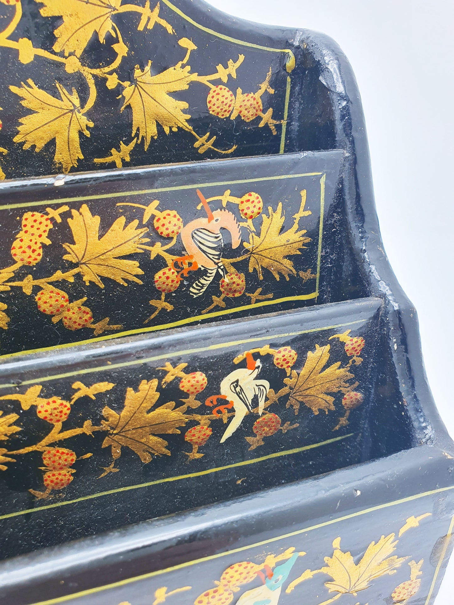 Lovely Hand-Painted Kashmiri Wooden Letter Rack – circa 1930