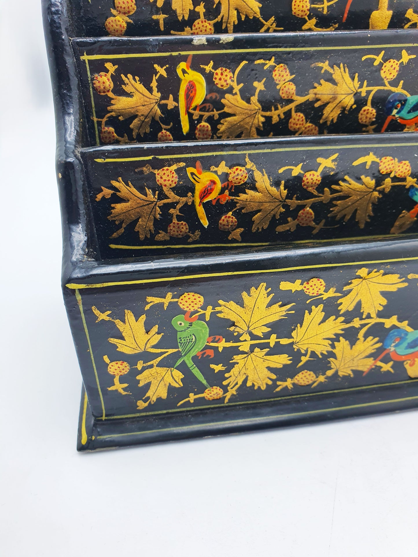 Lovely Hand-Painted Kashmiri Wooden Letter Rack – circa 1930