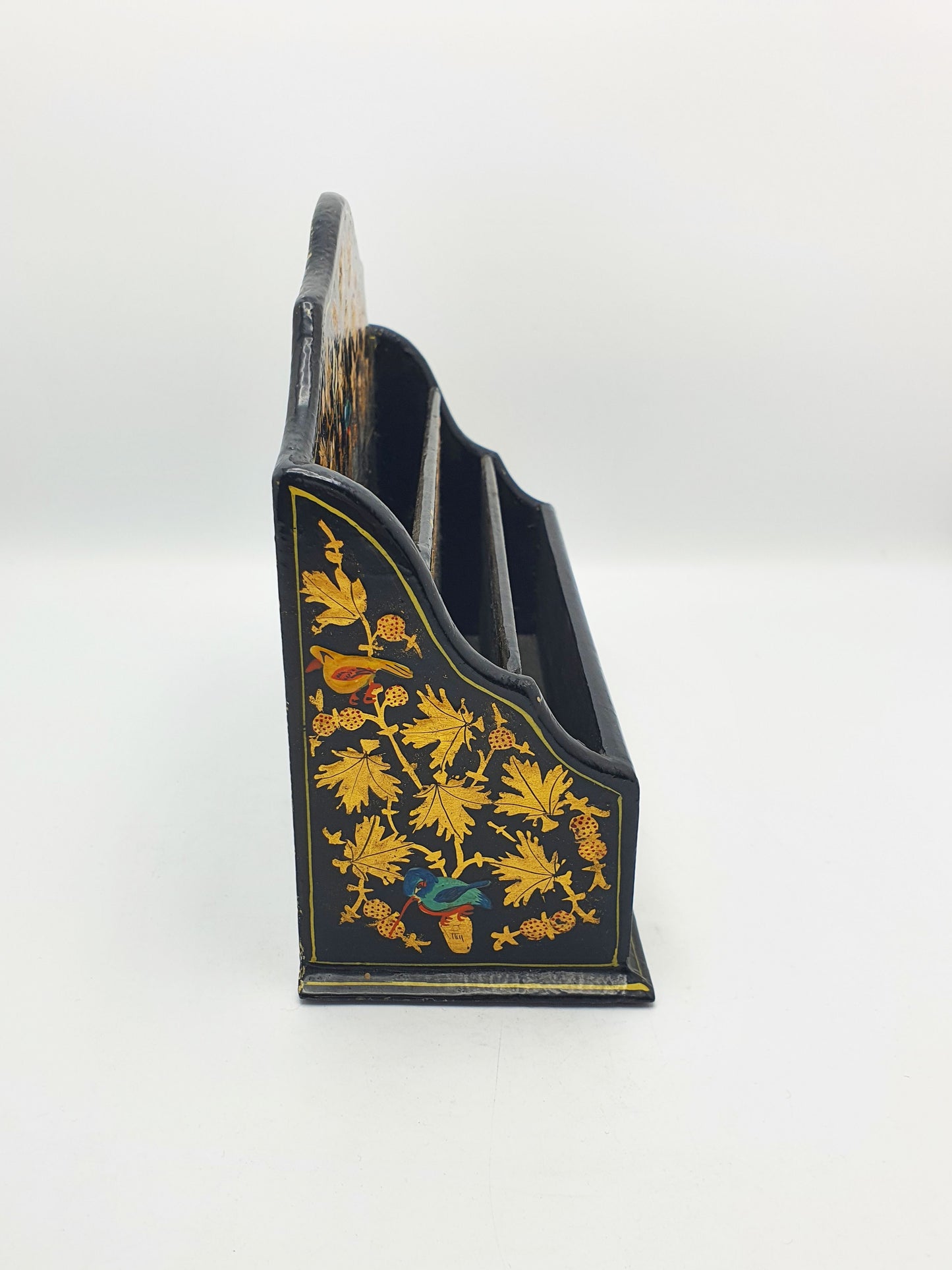 Lovely Hand-Painted Kashmiri Wooden Letter Rack – circa 1930