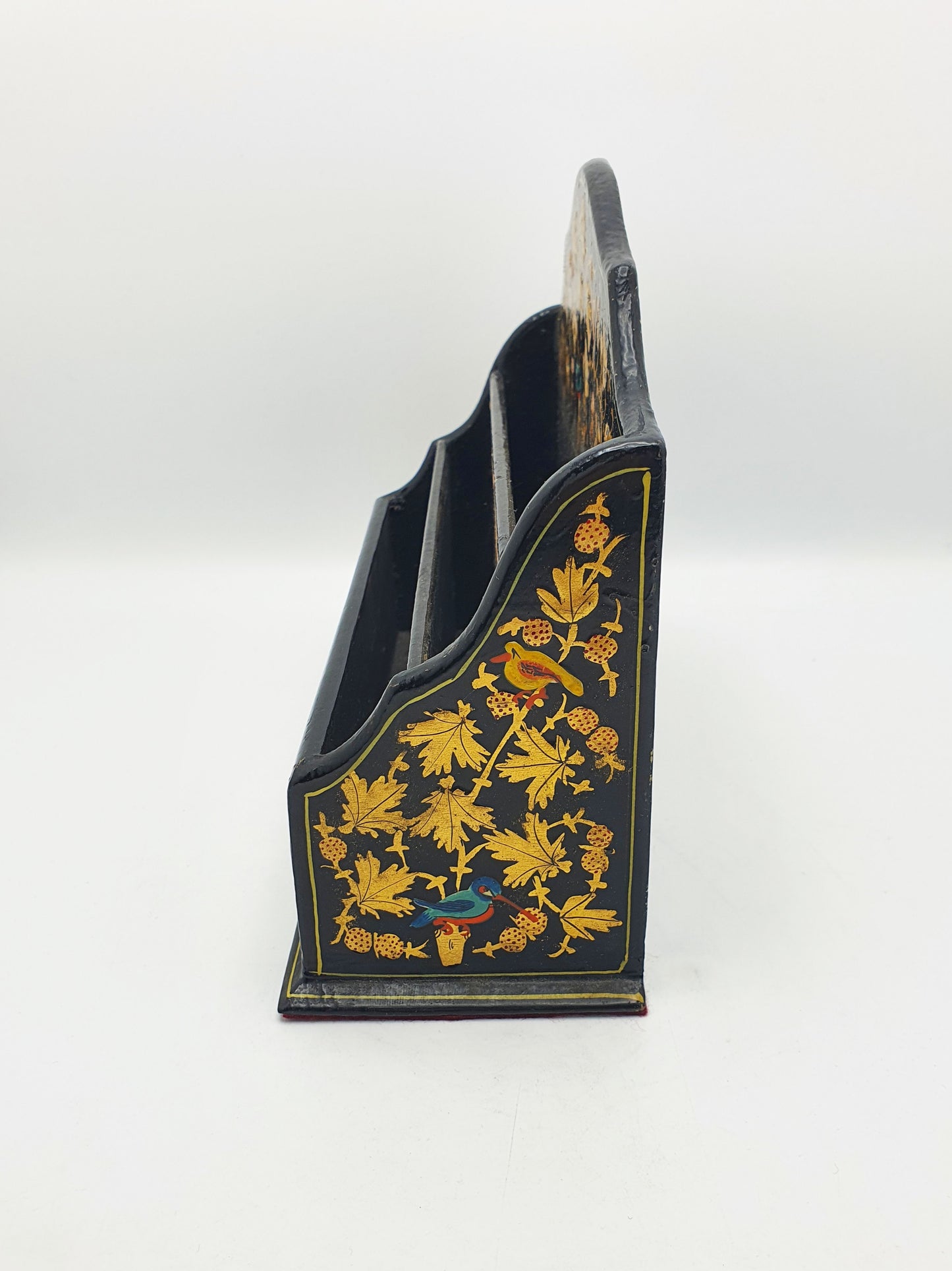 Lovely Hand-Painted Kashmiri Wooden Letter Rack – circa 1930