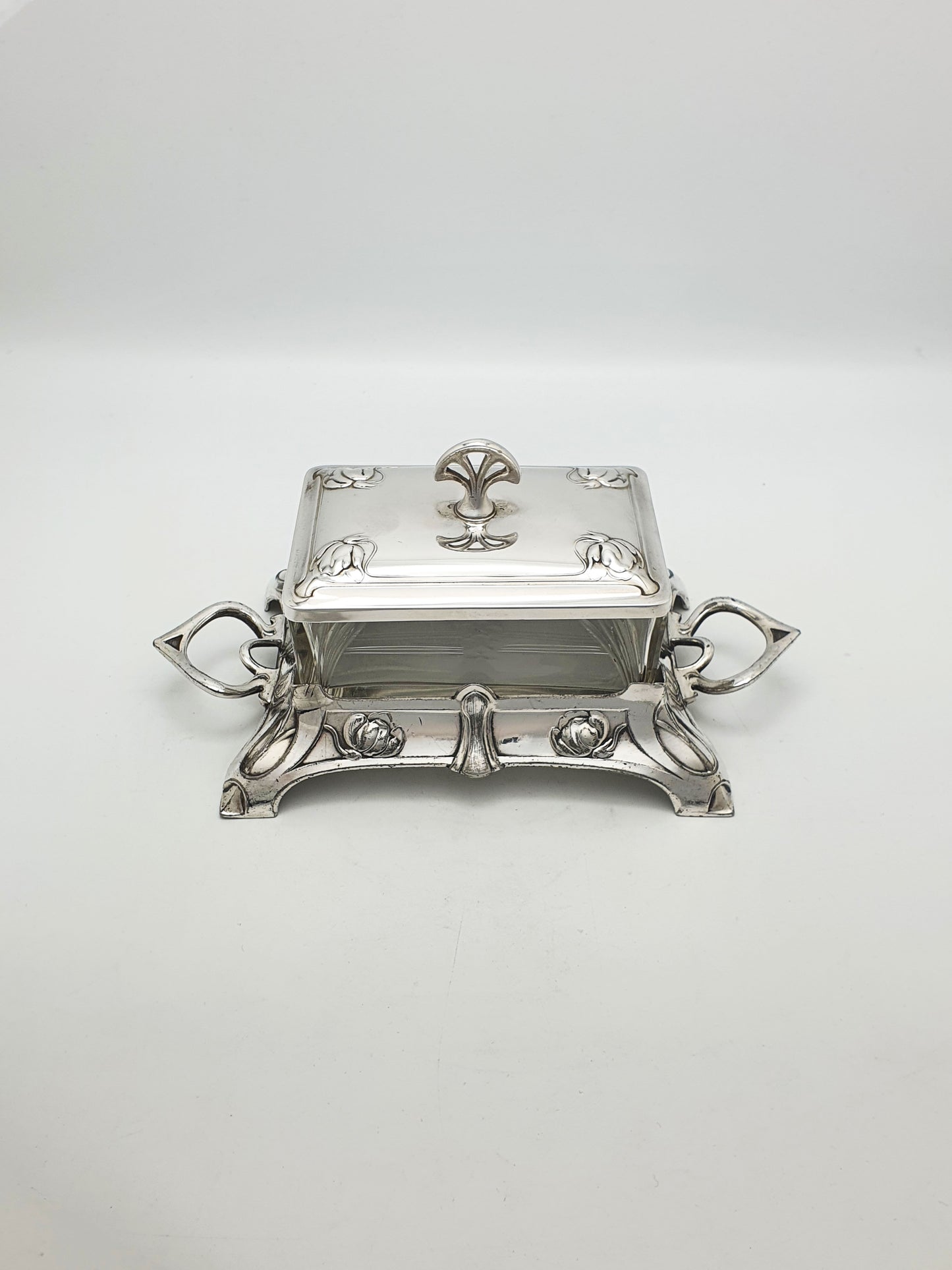 Lovely WMF Art Nouveau Silver-Plated & Glass Butter Dish – circa 1900