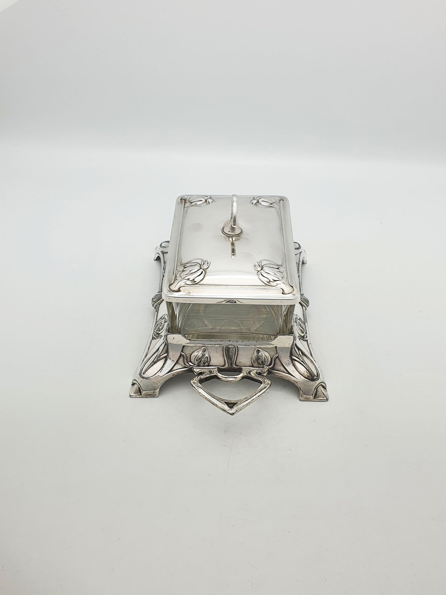 Lovely WMF Art Nouveau Silver-Plated & Glass Butter Dish – circa 1900