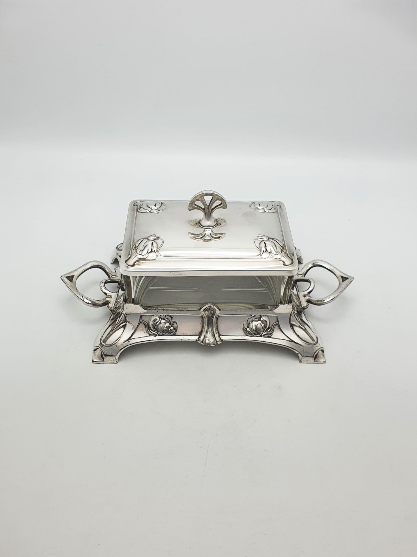Lovely WMF Art Nouveau Silver-Plated & Glass Butter Dish – circa 1900