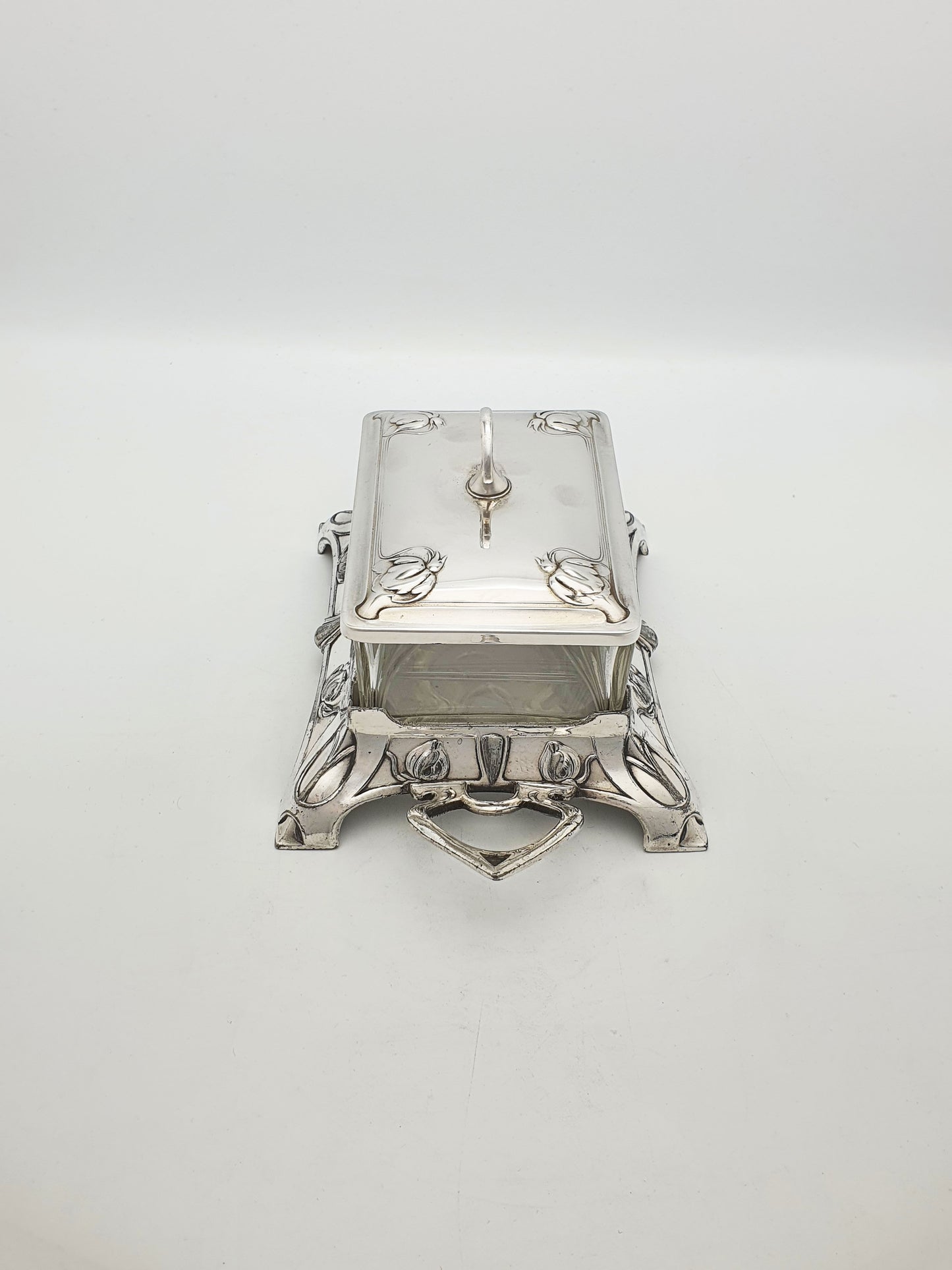 Lovely WMF Art Nouveau Silver-Plated & Glass Butter Dish – circa 1900