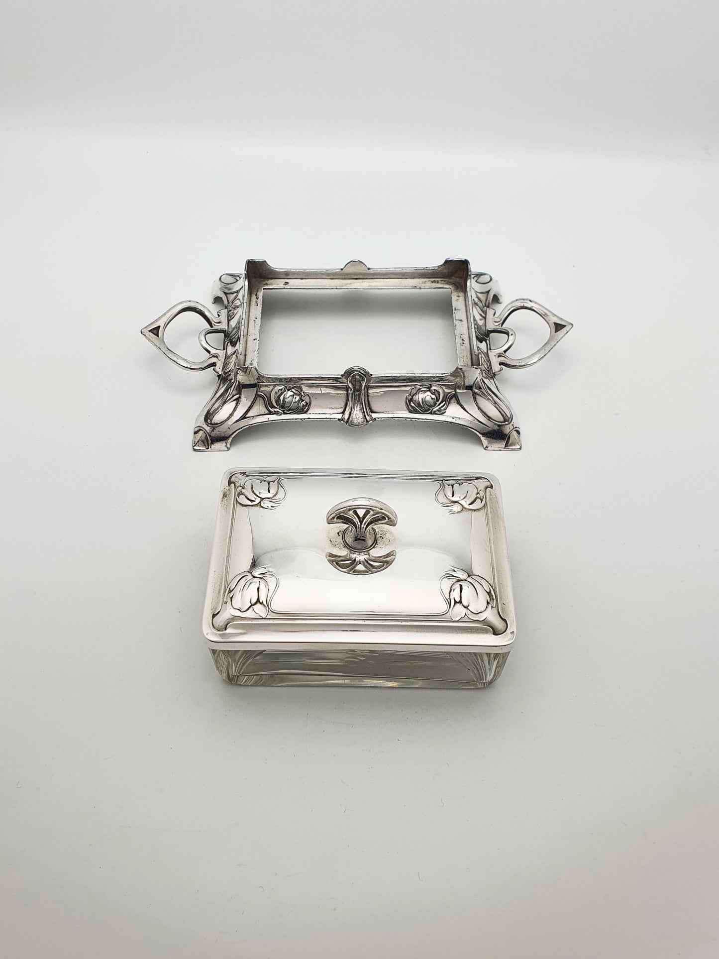 Lovely WMF Art Nouveau Silver-Plated & Glass Butter Dish – circa 1900