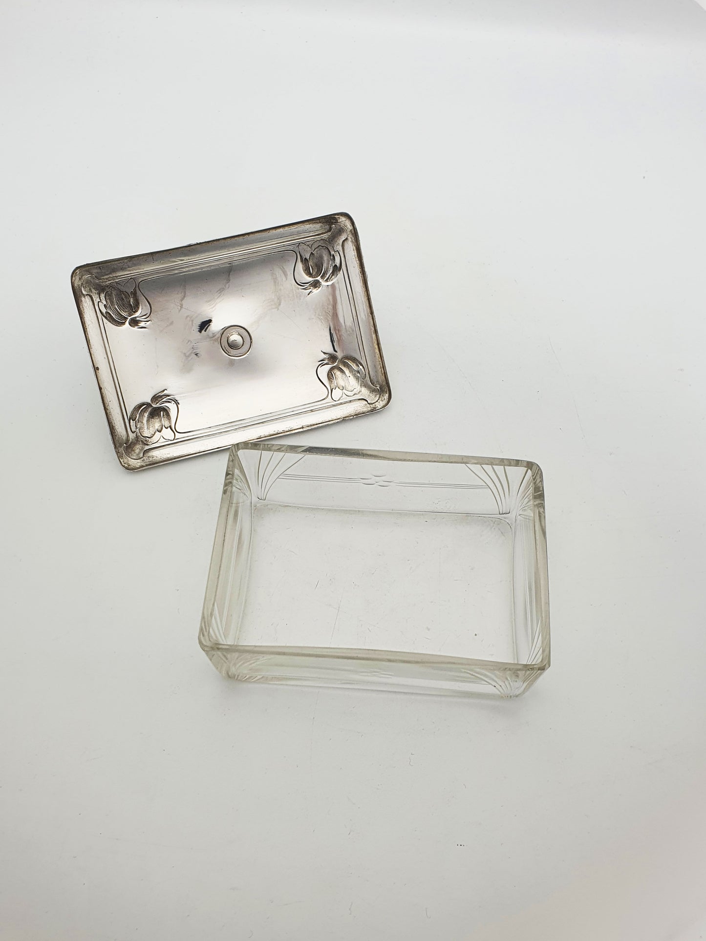 Lovely WMF Art Nouveau Silver-Plated & Glass Butter Dish – circa 1900