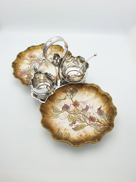 Antique Edwardian Serving Set with Doulton Burslem Porcelain Dishes – circa 1905
