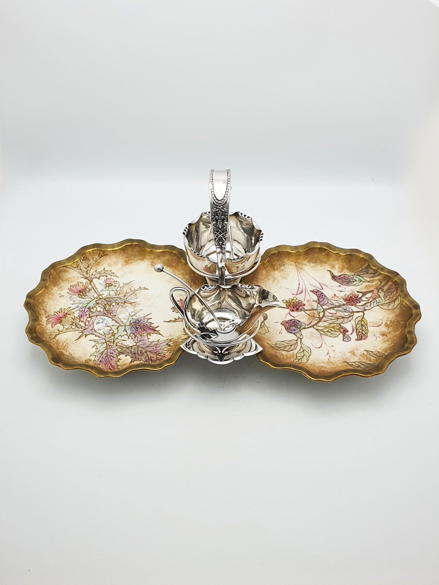 Antique Edwardian Serving Set with Doulton Burslem Porcelain Dishes – circa 1905