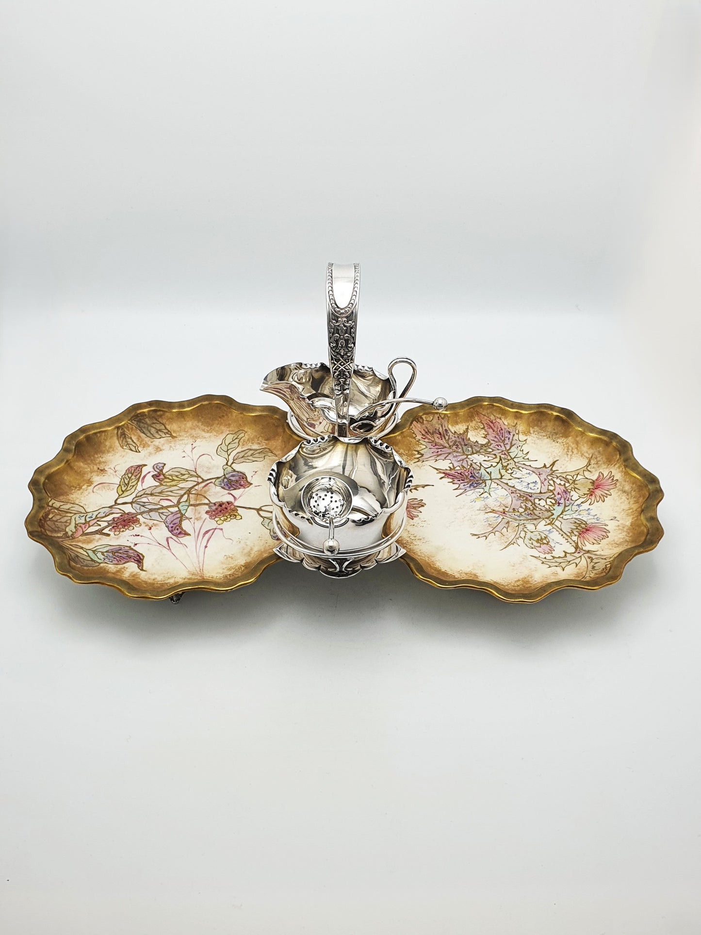 Antique Edwardian Serving Set with Doulton Burslem Porcelain Dishes – circa 1905