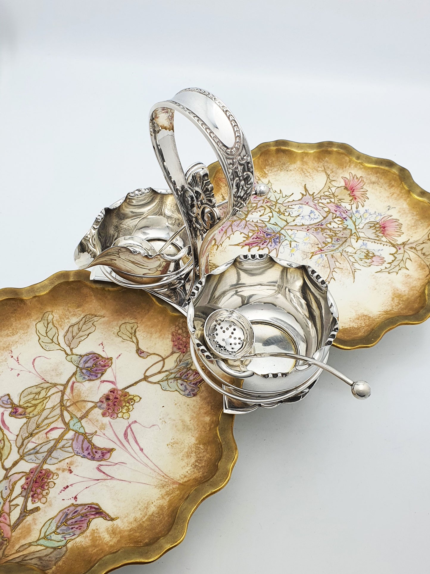 Antique Edwardian Serving Set with Doulton Burslem Porcelain Dishes – circa 1905