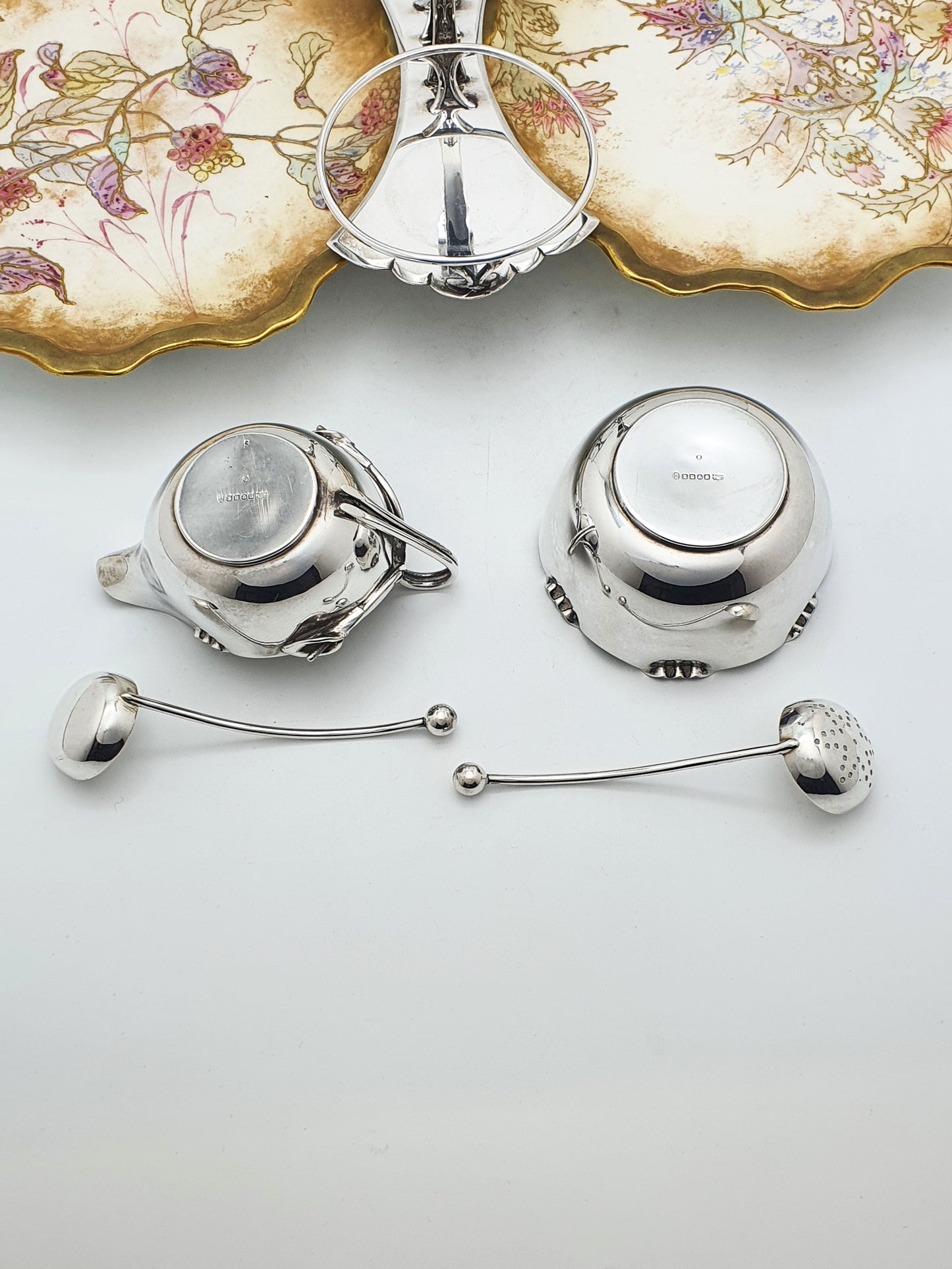 Antique Edwardian Serving Set with Doulton Burslem Porcelain Dishes – circa 1905