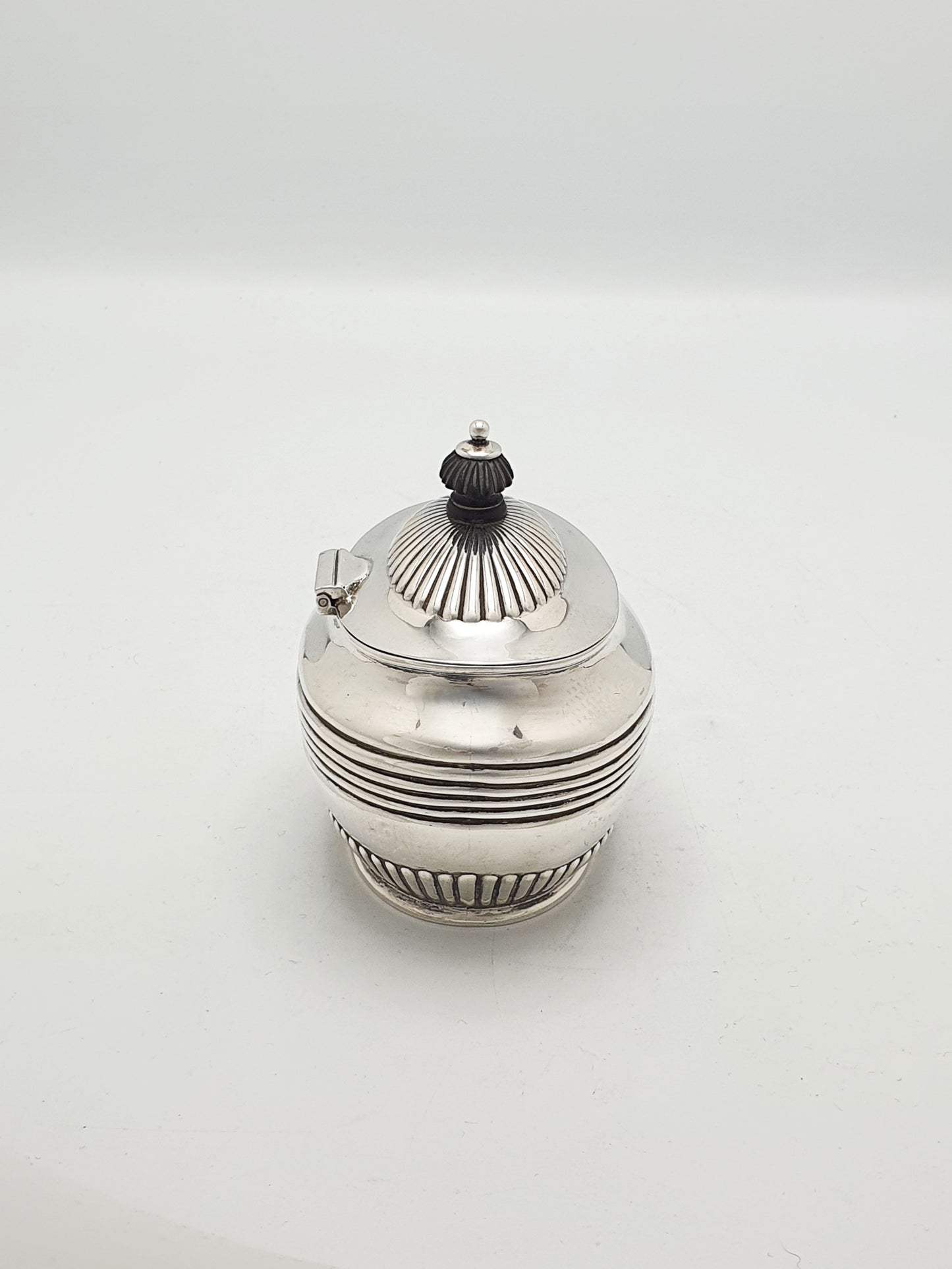 Nice Antique Sterling Silver Oval Tea Caddy with Fluted Lid - 1901