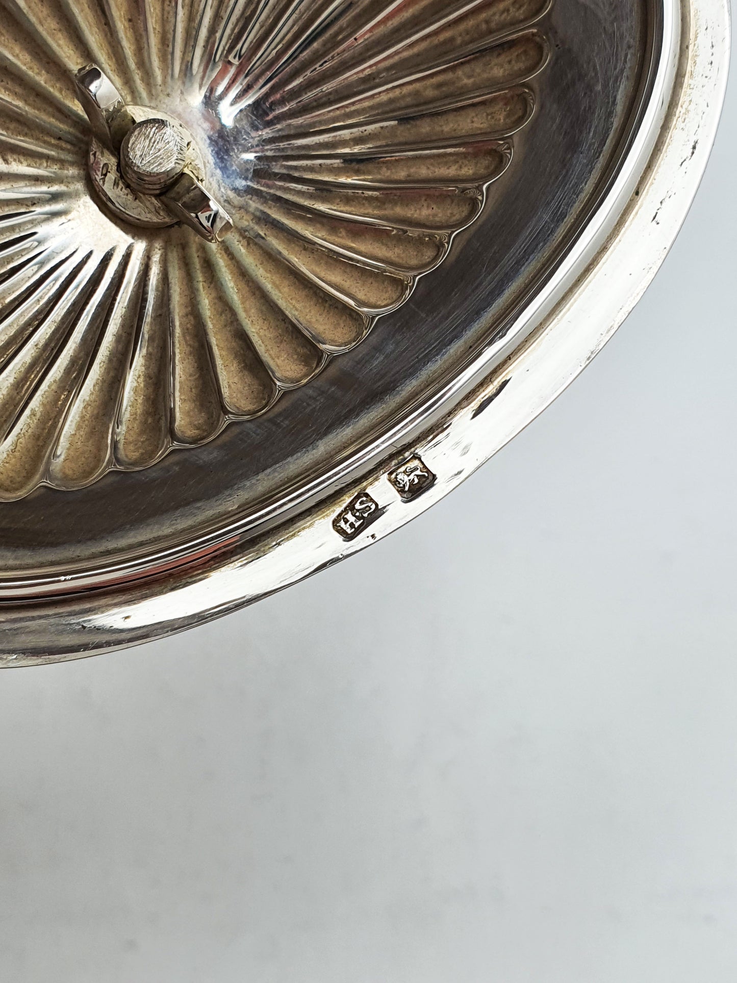 Nice Antique Sterling Silver Oval Tea Caddy with Fluted Lid - 1901