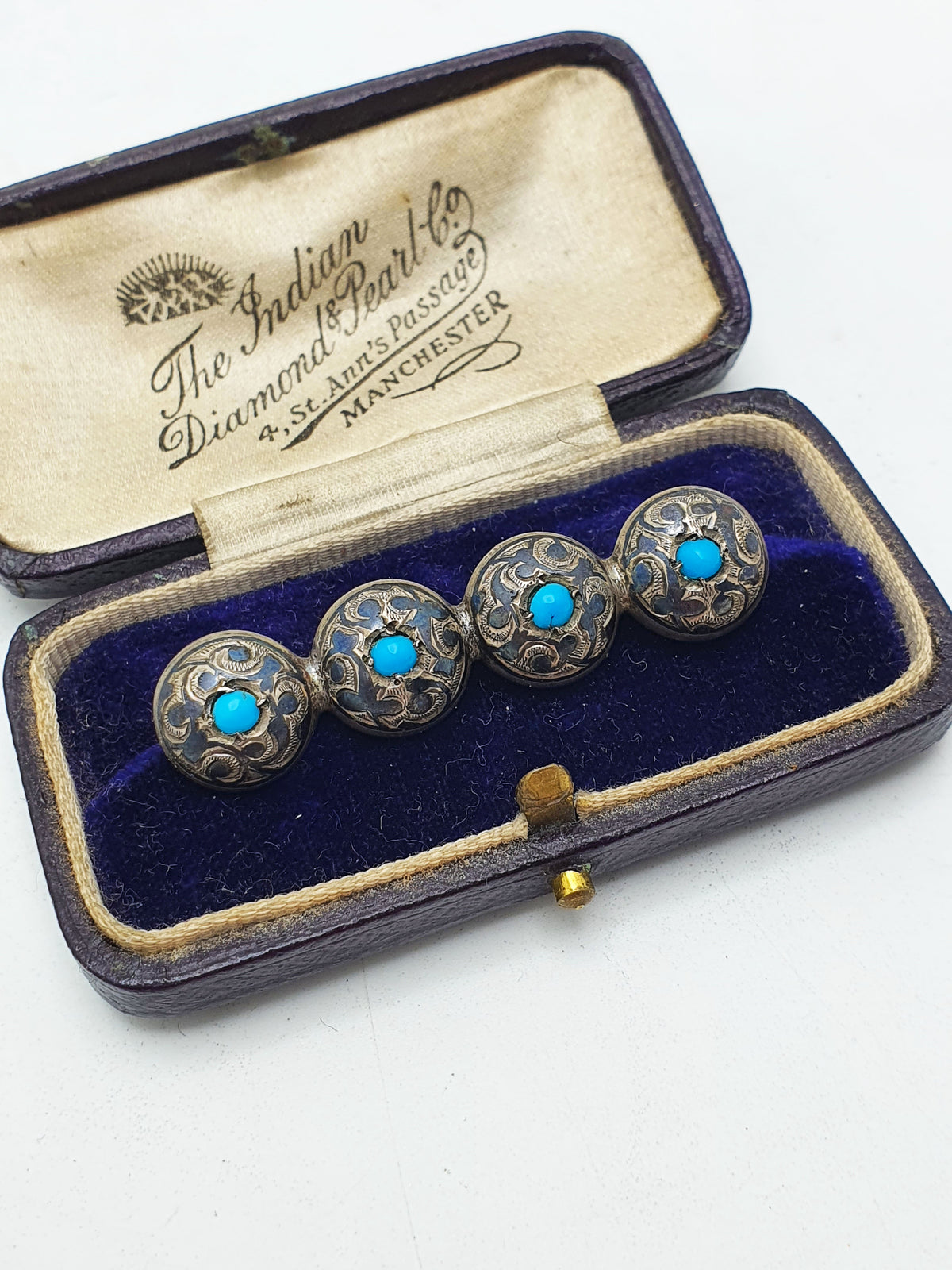 Nice Victorian Silver & Turquoise Brooch – circa 1890