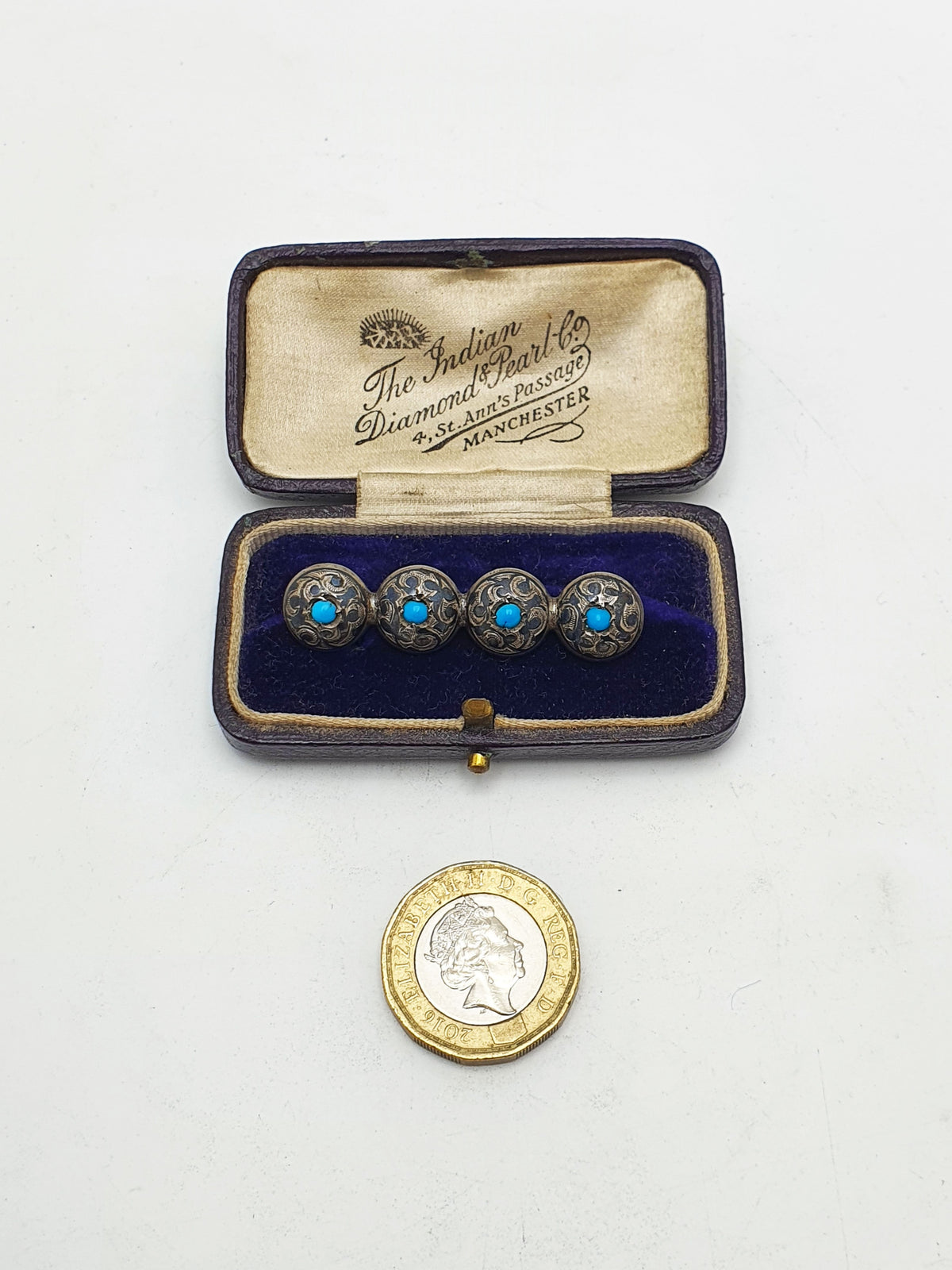 Nice Victorian Silver & Turquoise Brooch – circa 1890
