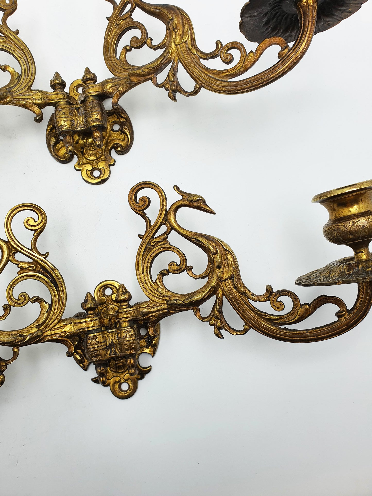 Pretty Pair of Brass Wall Candle Holders - circa 1900