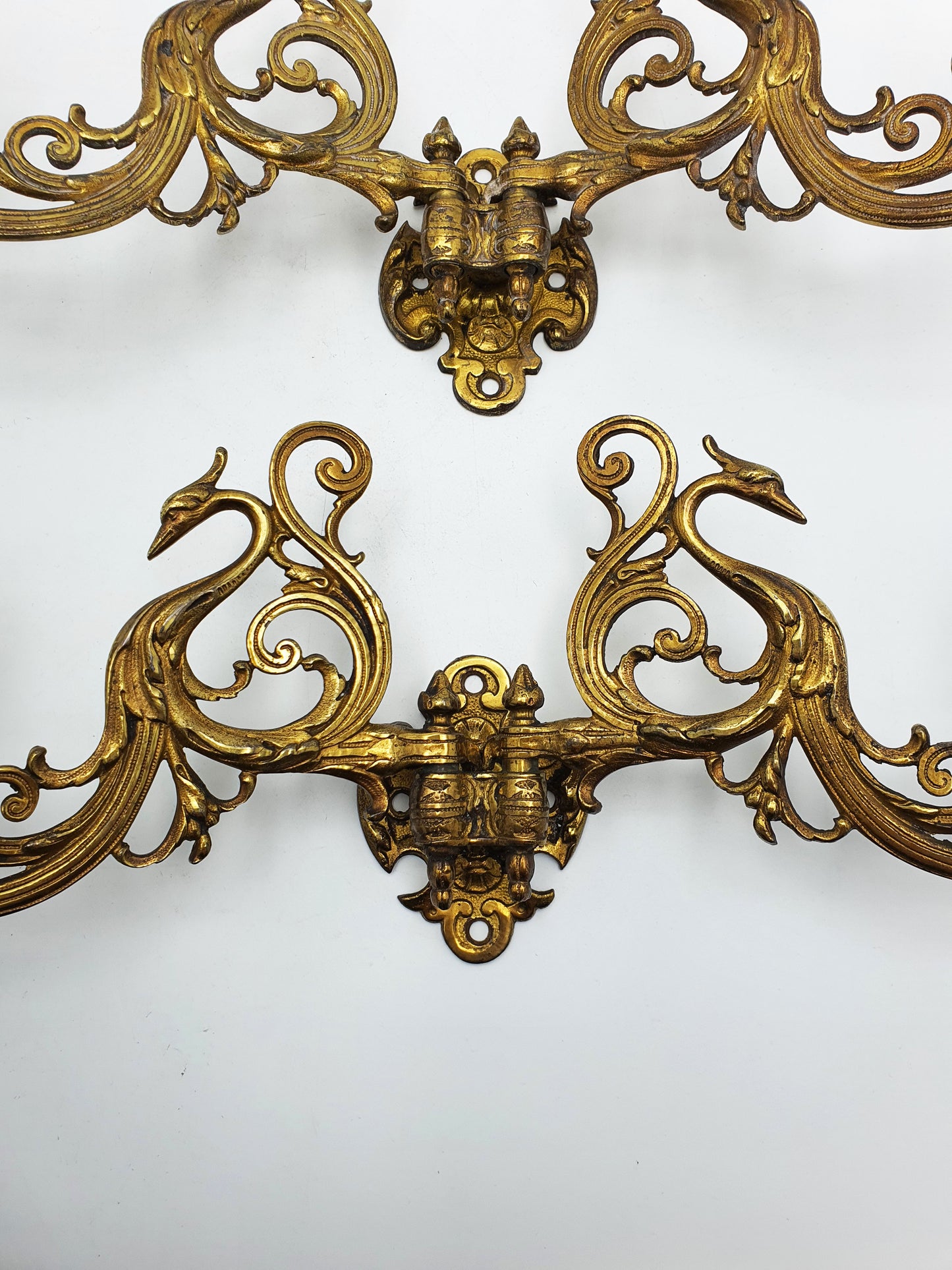 Pretty Pair of Brass Wall Candle Holders - circa 1900