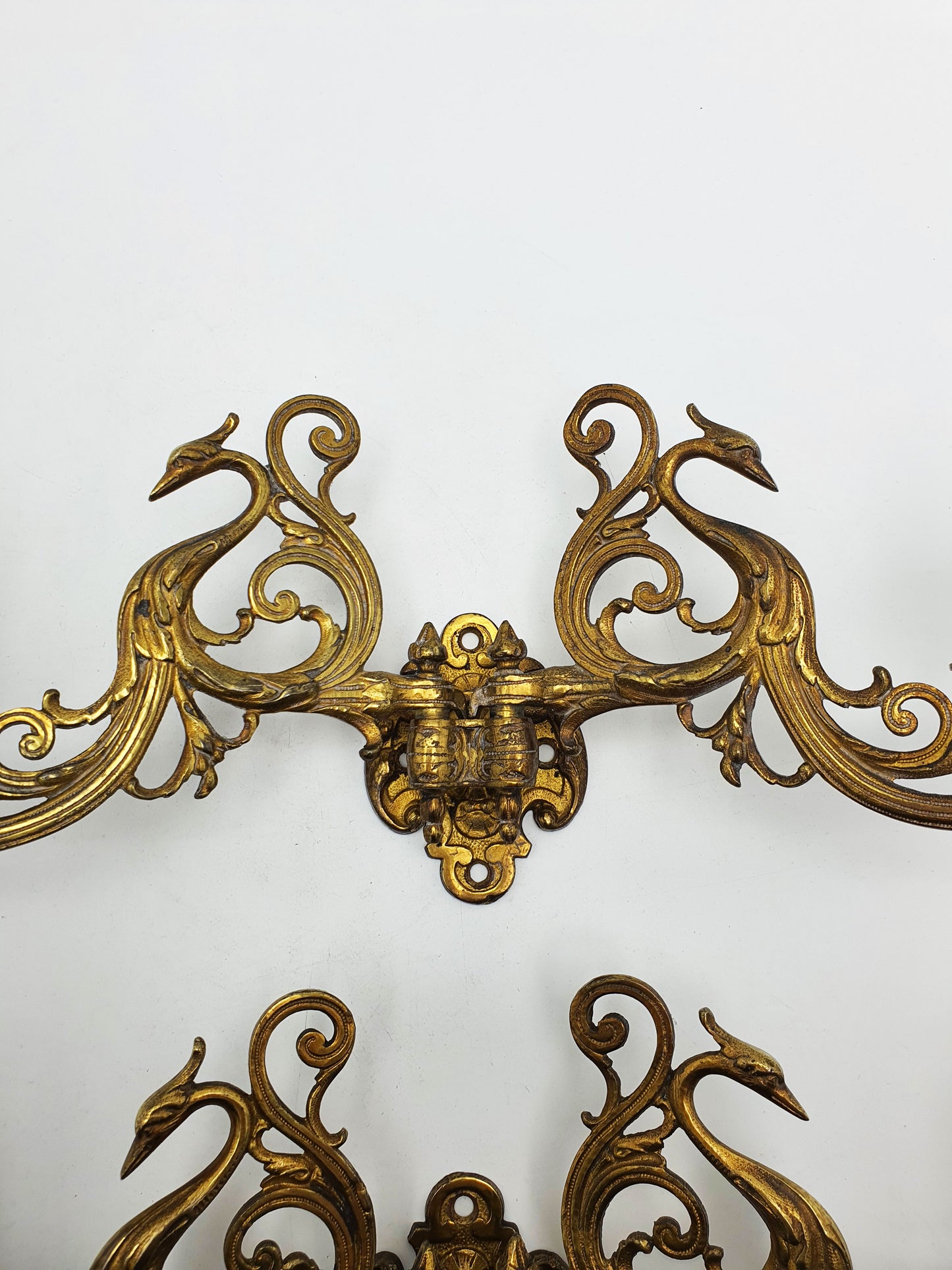 Pretty Pair of Brass Wall Candle Holders - circa 1900