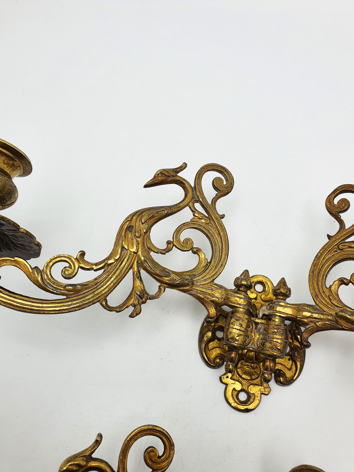 Pretty Pair of Brass Wall Candle Holders - circa 1900